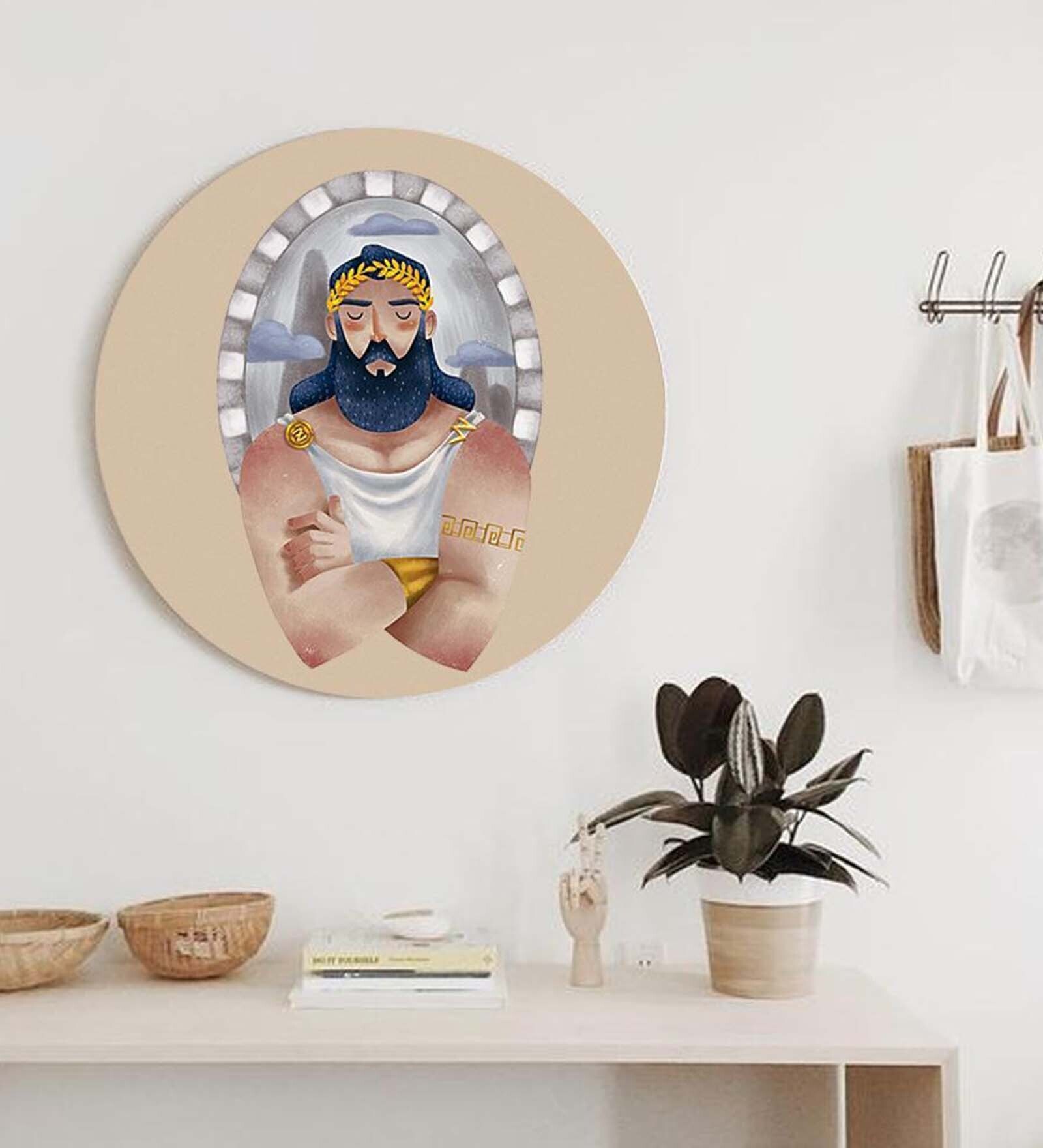 Round Multicolour Blessings Of Greek Gods Canvas Art Print