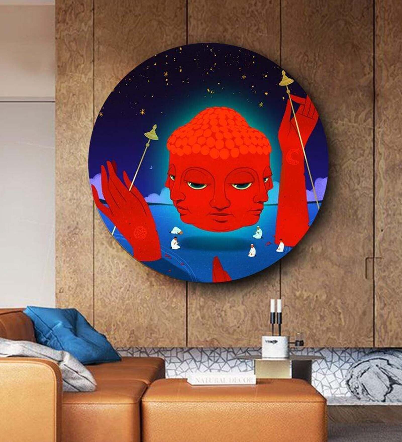 Round Multicolour Buddha'S Philosophy Canvas Art Print