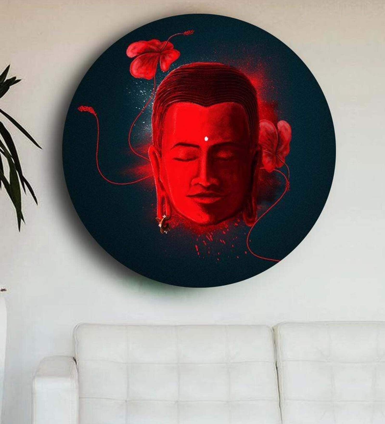 Round Multicolour Buddha'S Philosophy Canvas Art Print