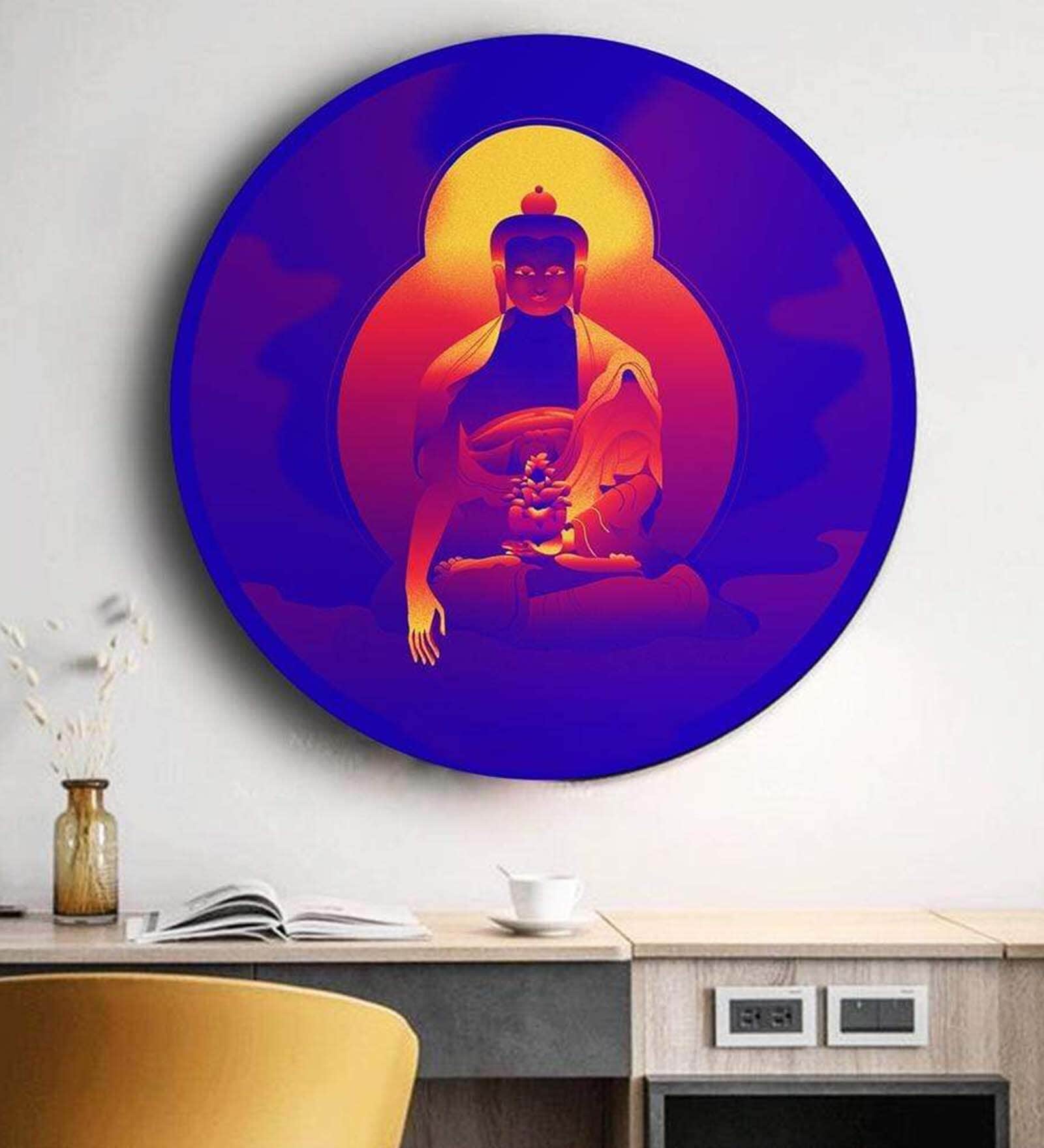 Round Multicolour Buddha'S Philosophy Canvas Art Print