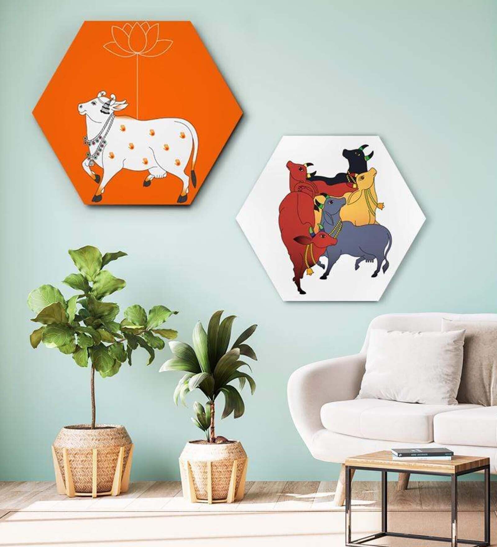 Round Multicolour Celebrating The Colors Of Life Canvas Set Of 2 Art Print