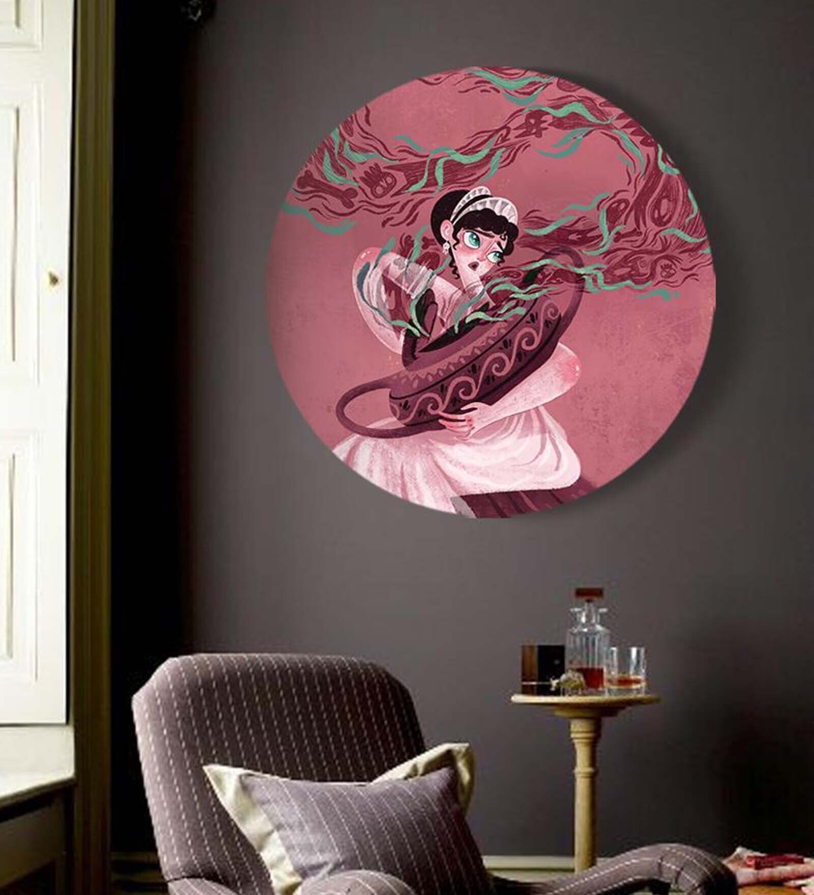 Round Multicolour Delightful Greeks Canvas Art Print