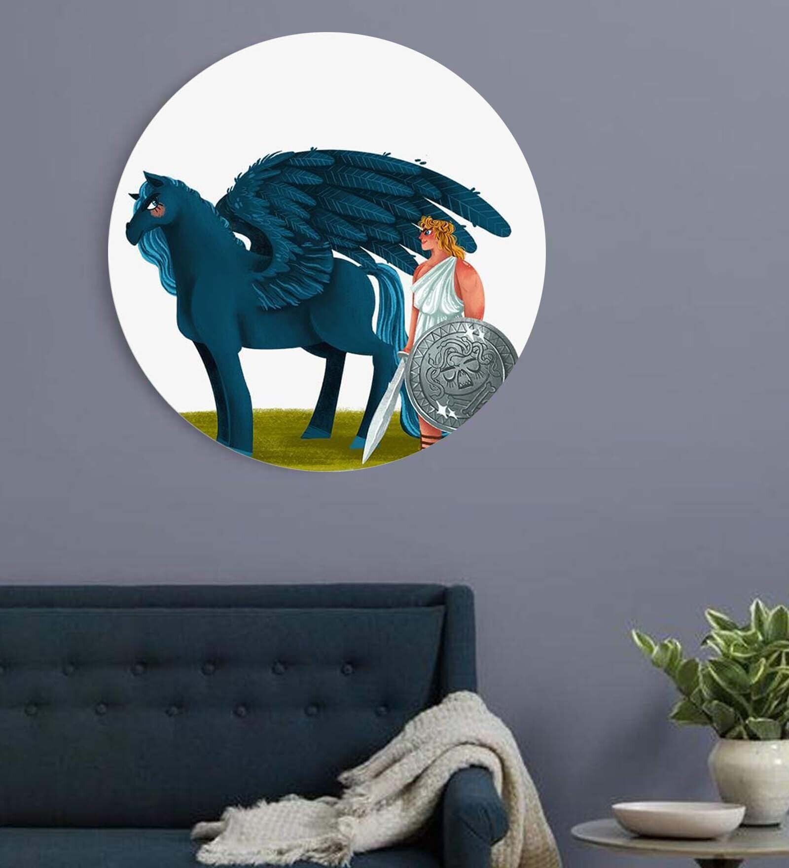 Round Multicolour Delightful Greeks Canvas Art Print