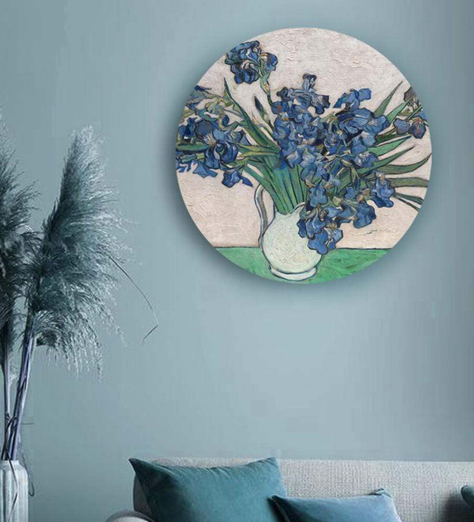 Round Multicolour Flowers Living In A Jug Canvas Art Print