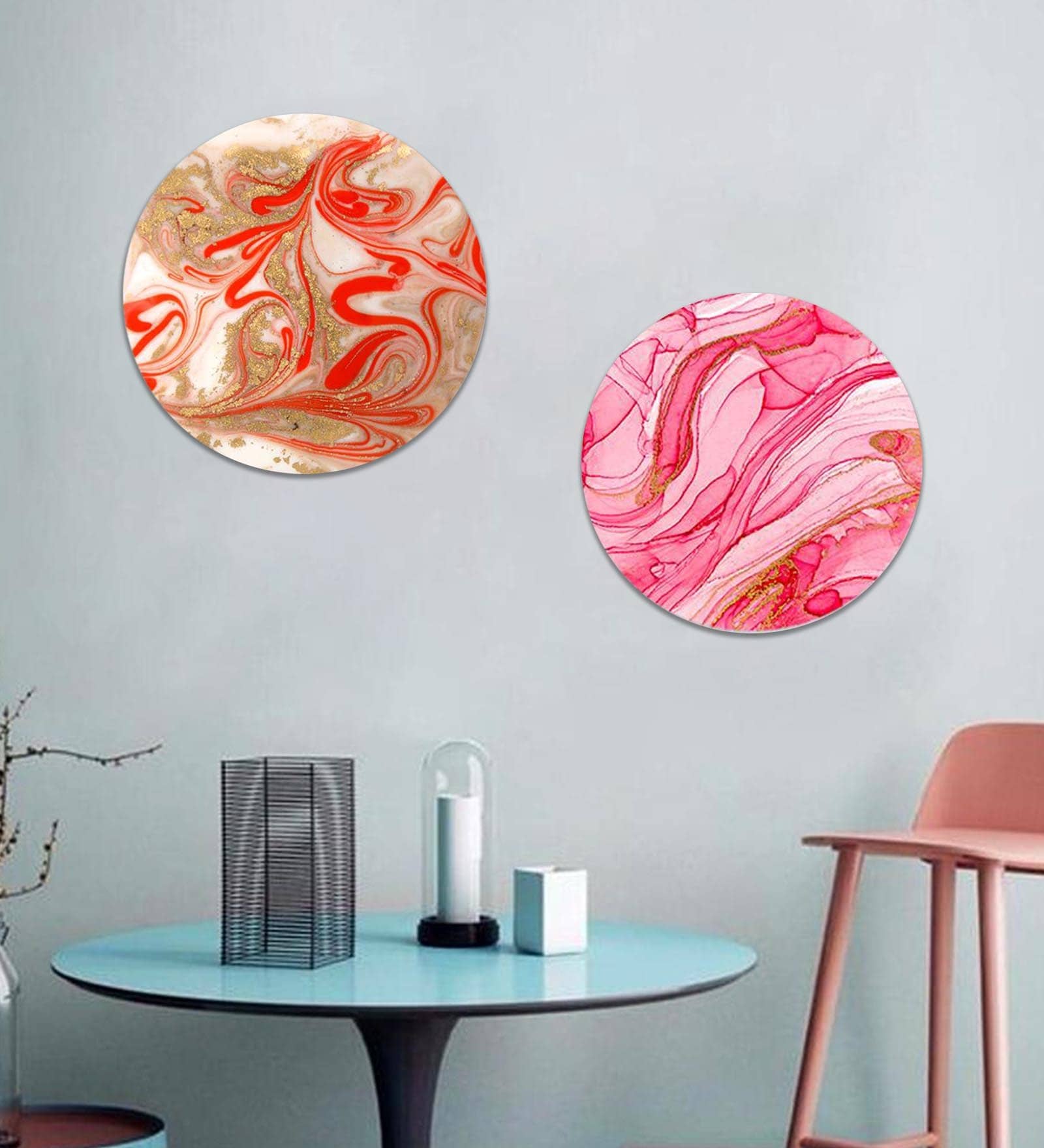 Round Multicolour In The Sunset Light Canvas Set Of 2 Art Print