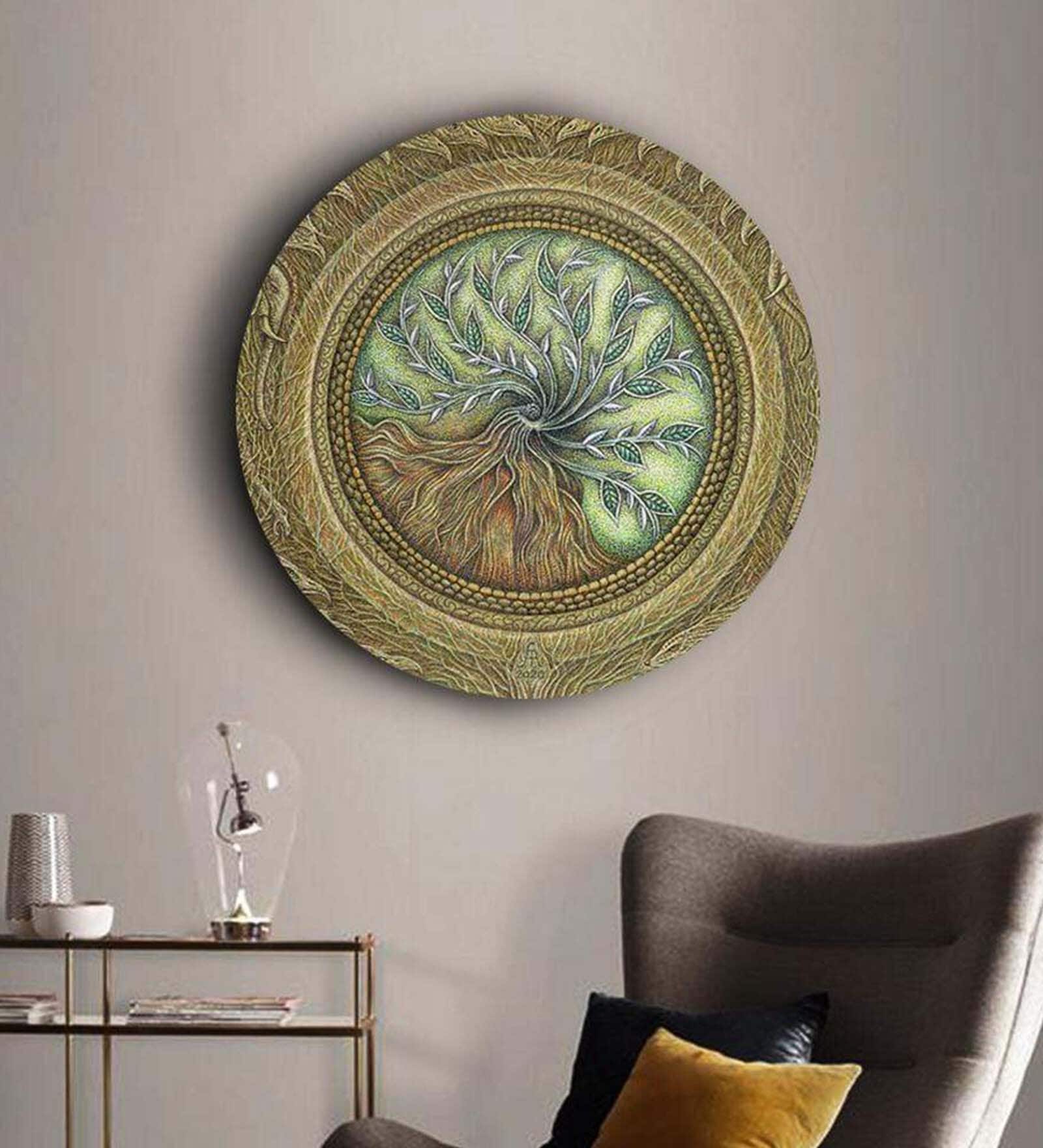 Round Multicolour The Wishing Tree Canvas Art Print