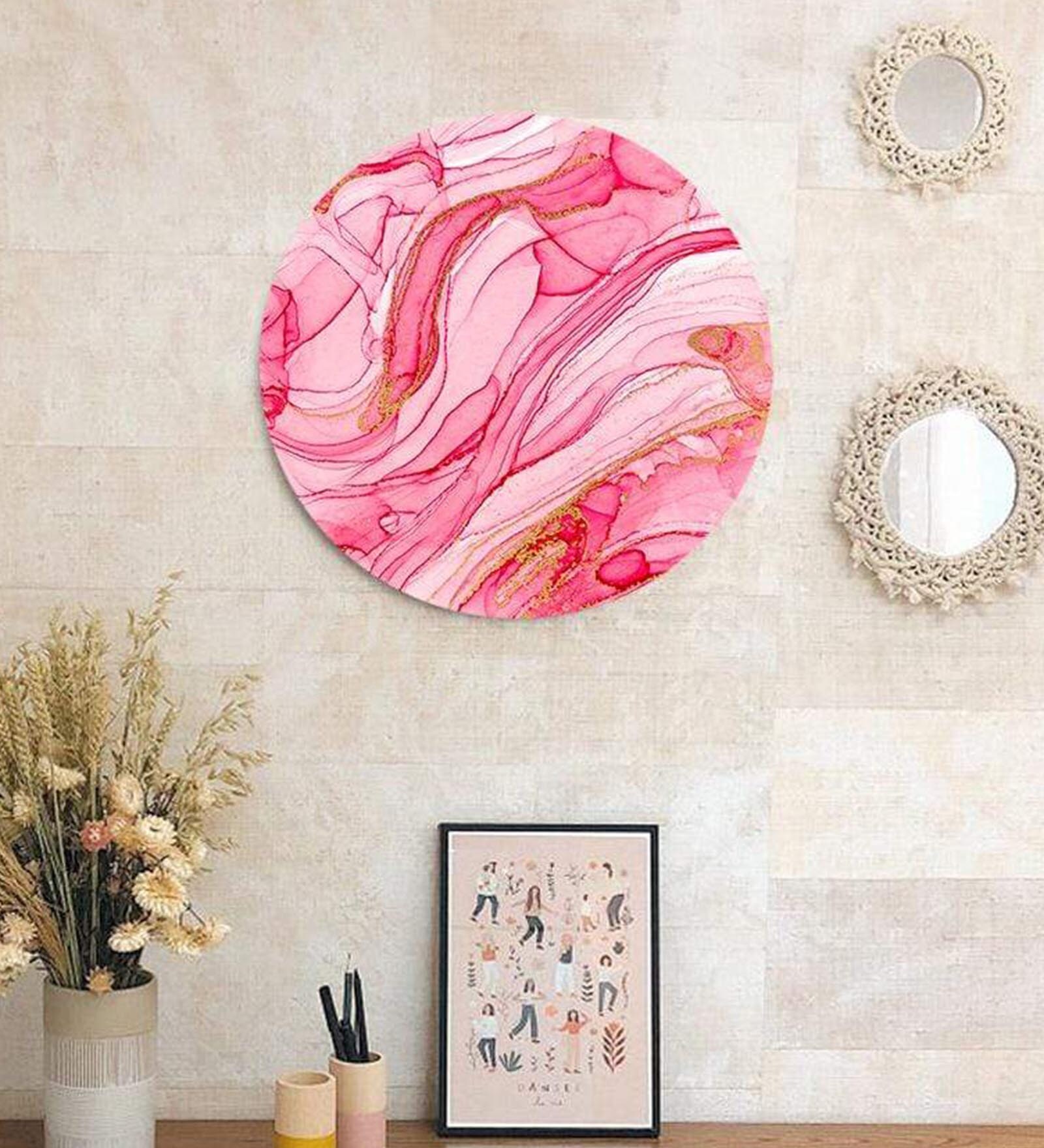 Round Pink In The Sunset Light Canvas Art Print