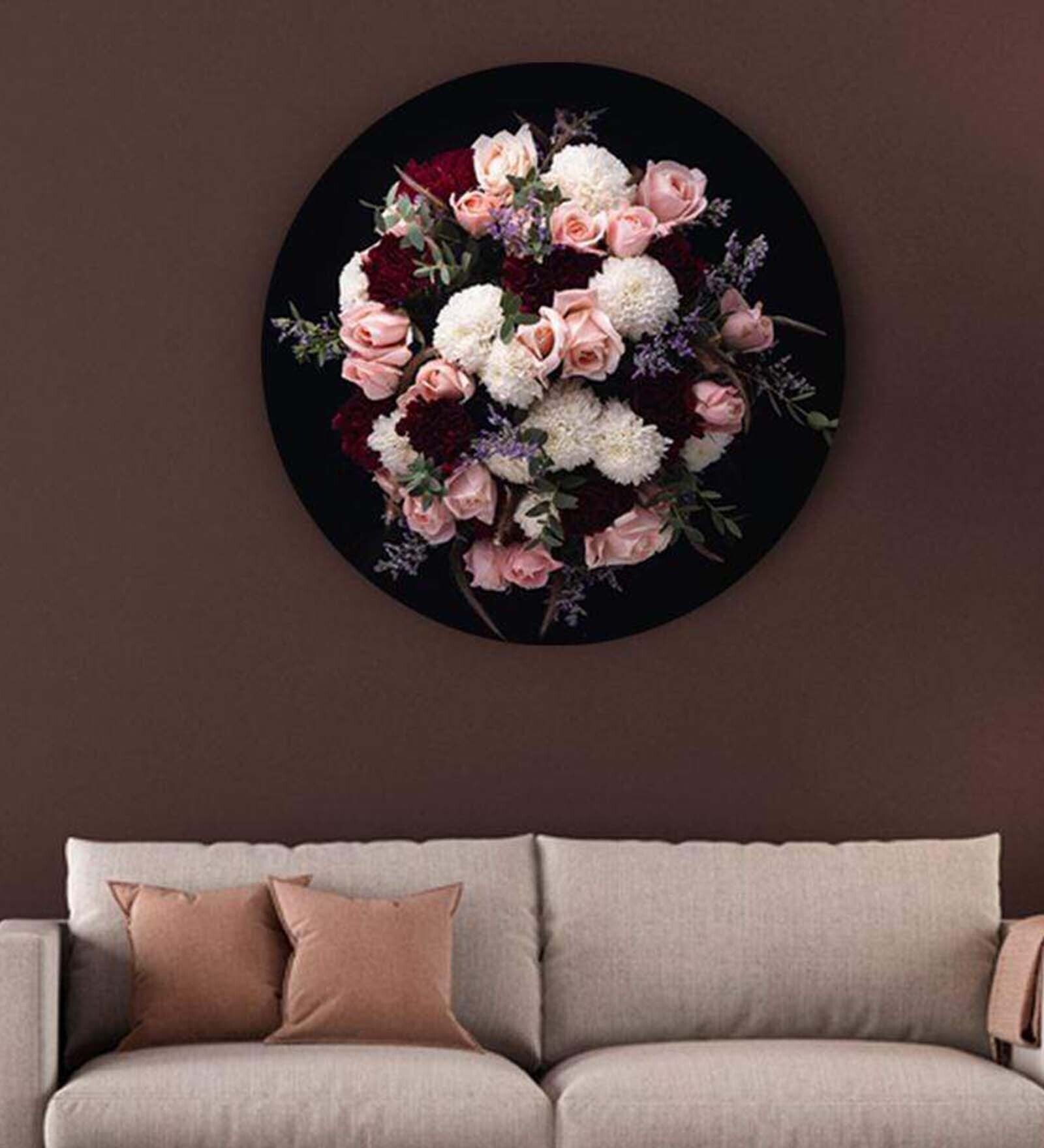 Musical Professional Pink Canvas Framed Floral Wall Plates