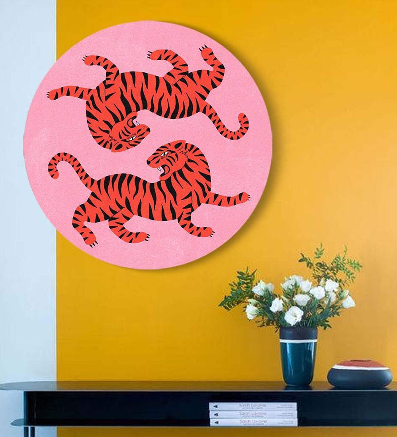 Tiger Pink Canvas Framed Wall Plates