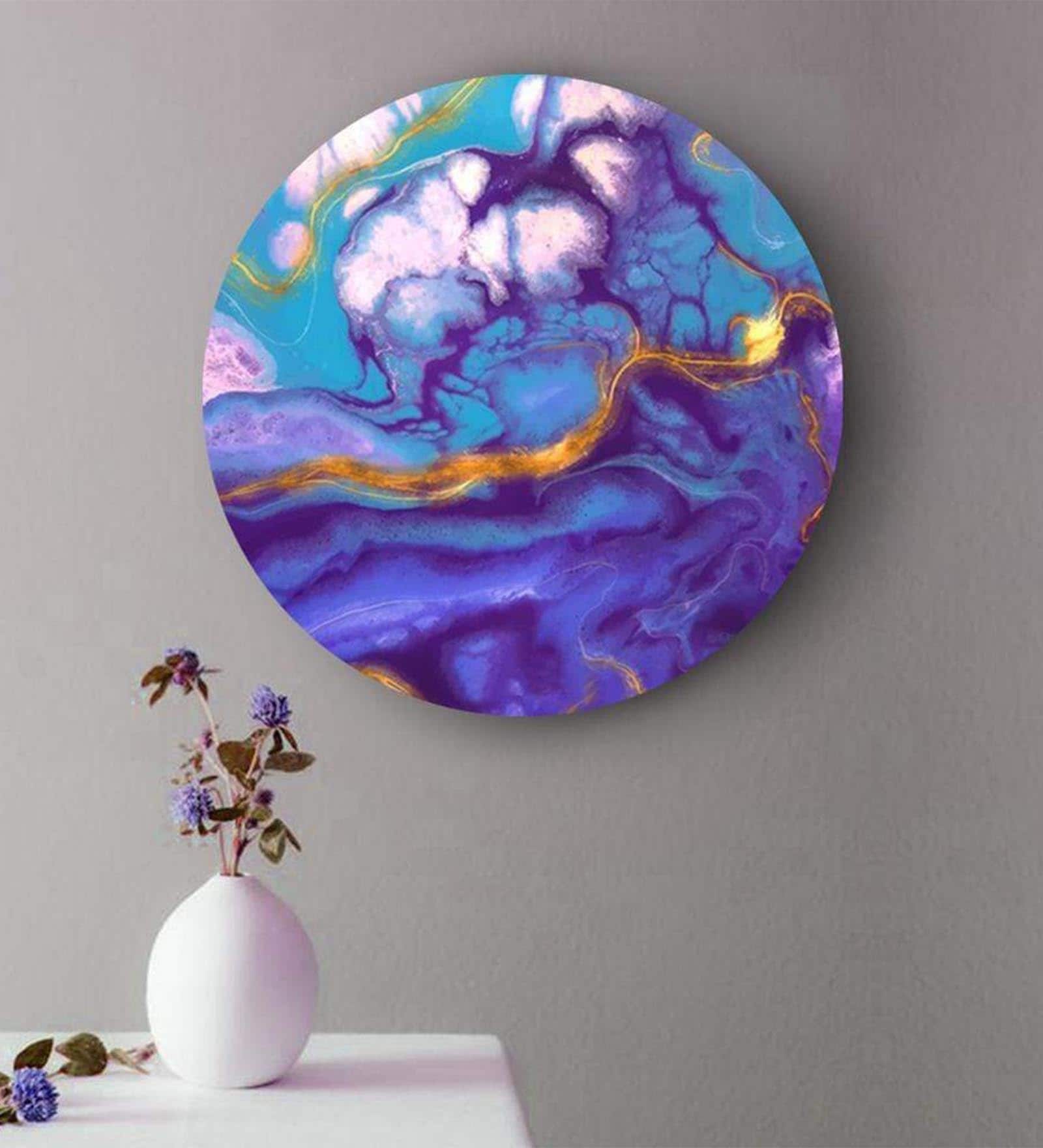 Round Purple Enchanting Marble Canvas Art Print
