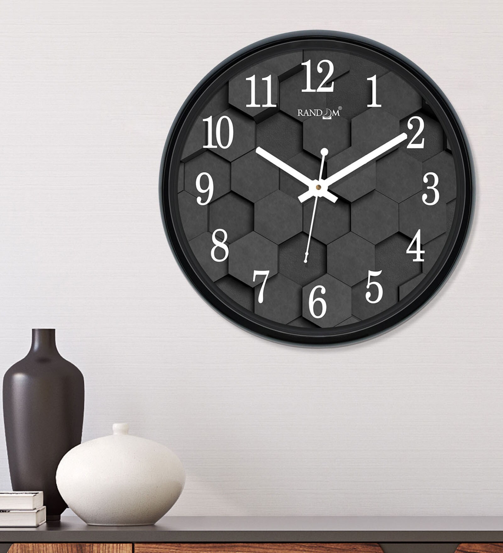 Black Plastic Modern Modern Wall Clock