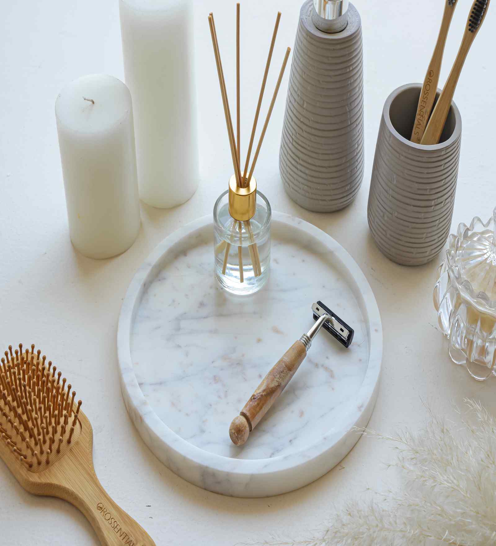 White Marble Plain Round Tray