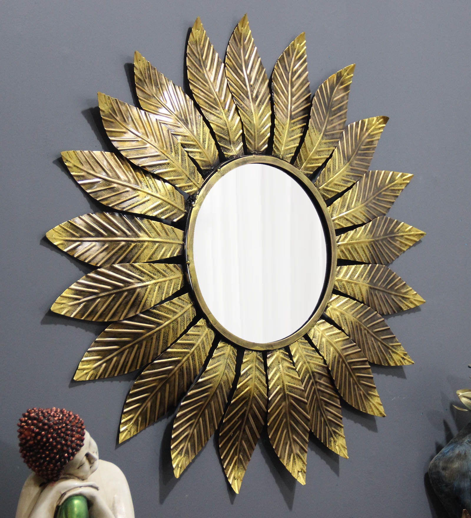 Gold Metal Lineart Decorative Mirror