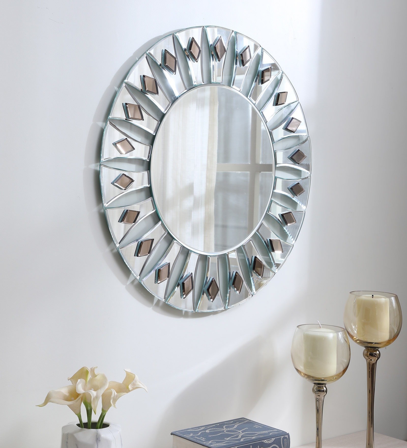 Buy Round Wall Mirror in Silver Colour at 46% OFF by Zoyo Cera | Pepperfry