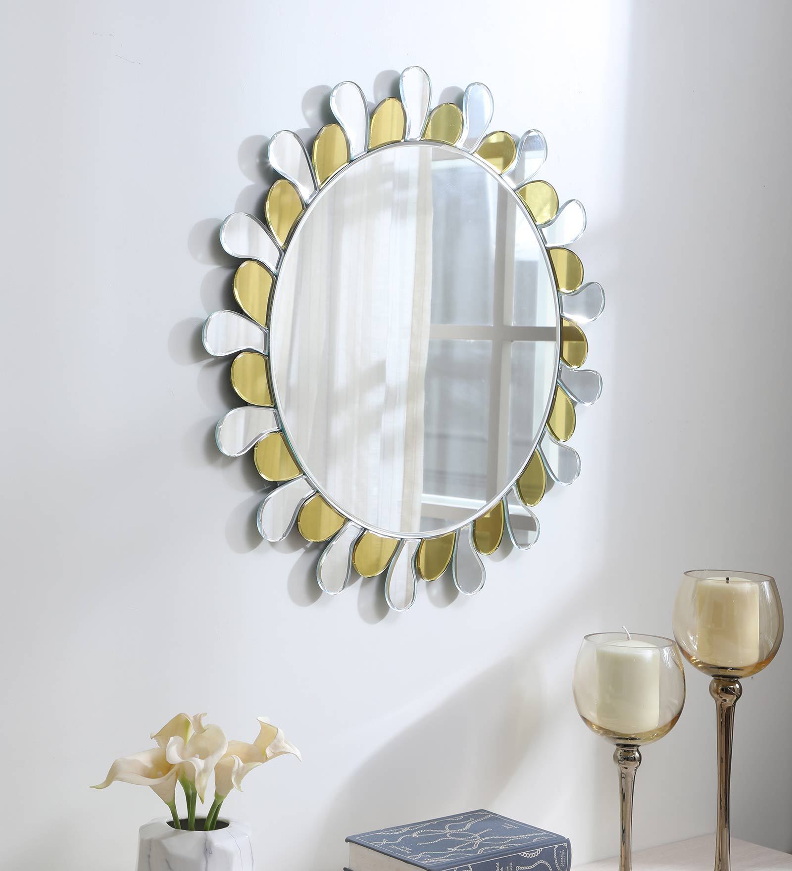 Buy Round Wall Mirror in Yellow Colour at 46% OFF by Zoyo Cera | Pepperfry