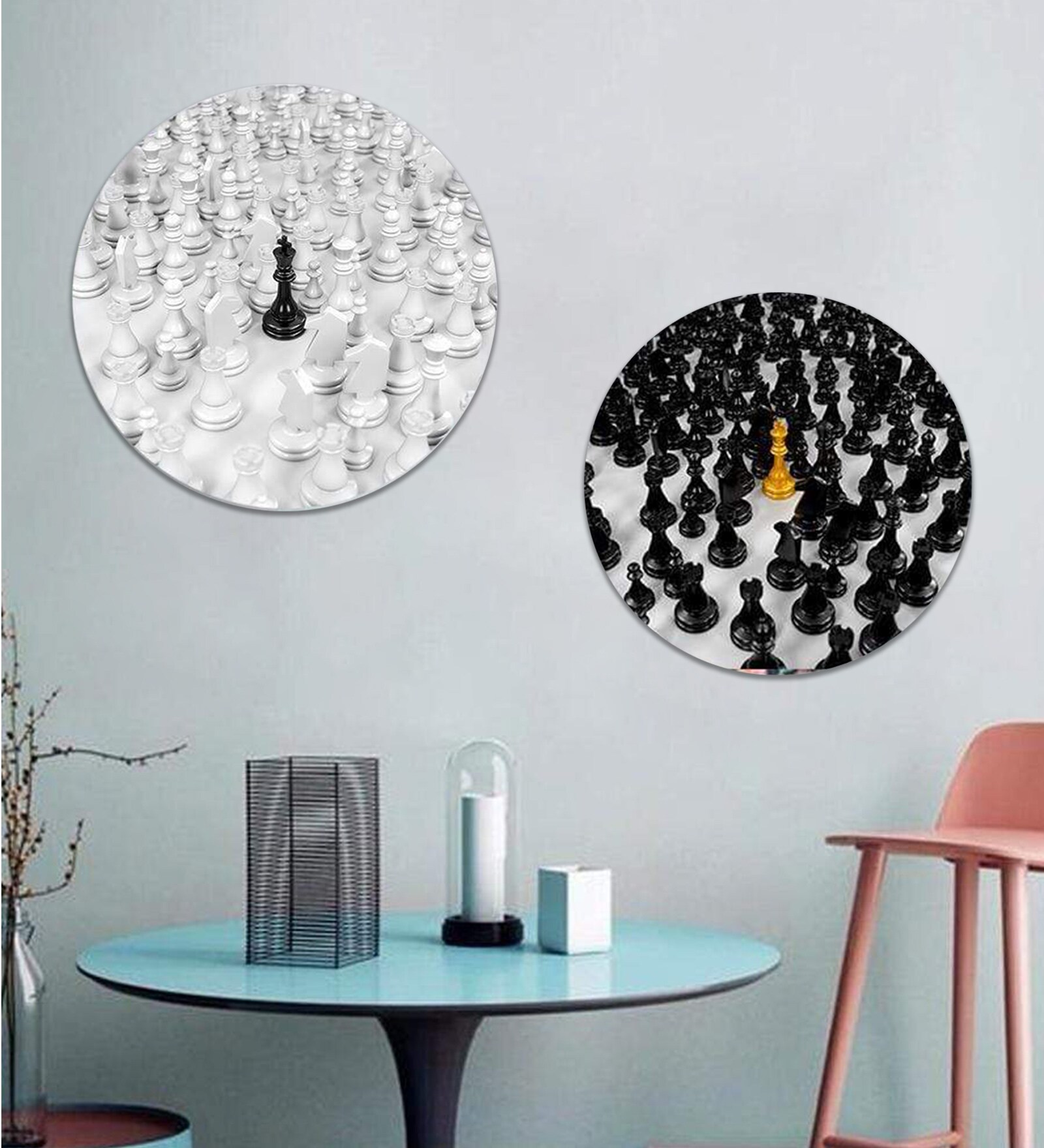 Round White Stand Out And Alone Canvas Set Of 2 Art Print