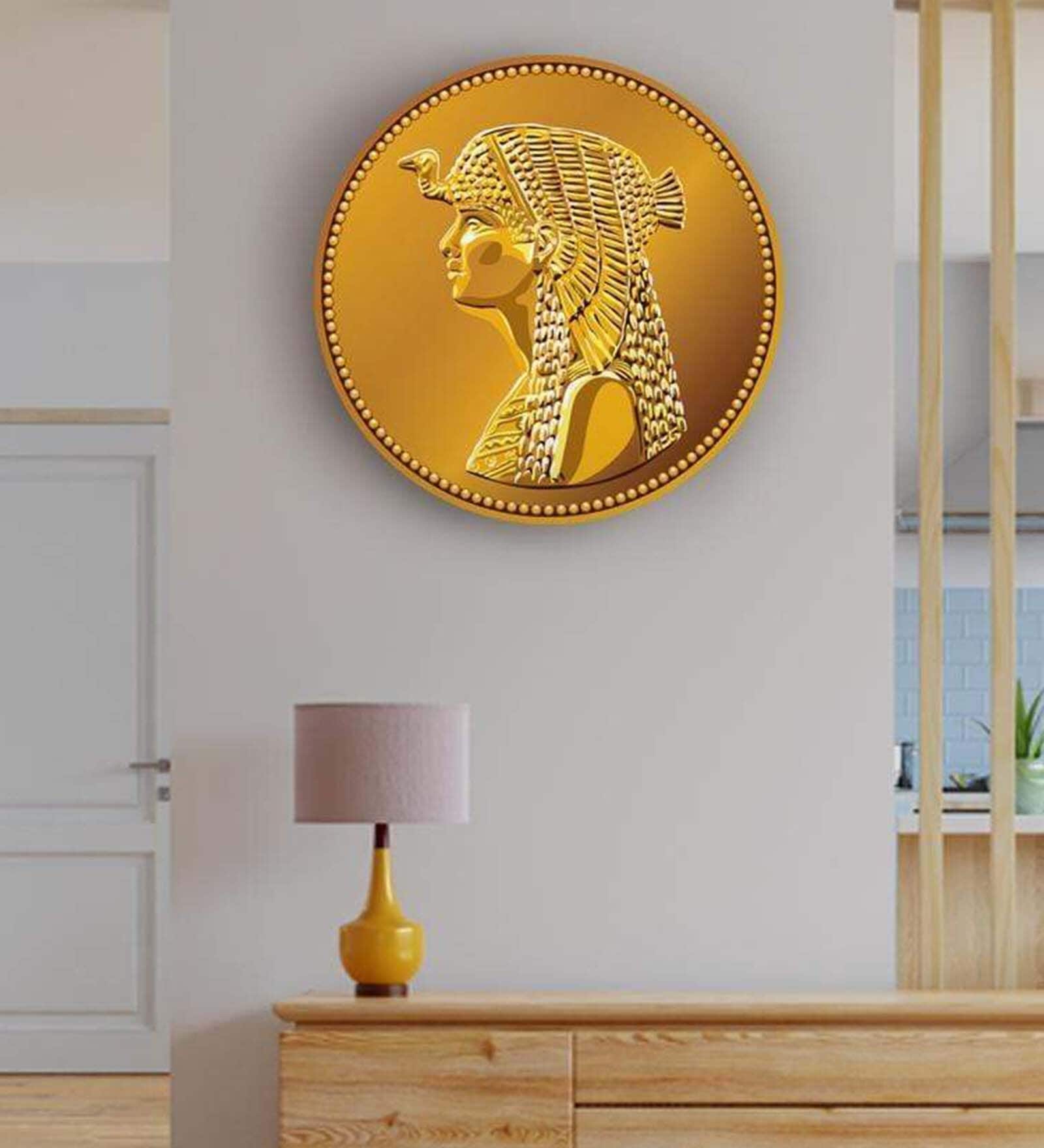 Round Yellow Coin Of Queen Cleopatra Canvas Art Print
