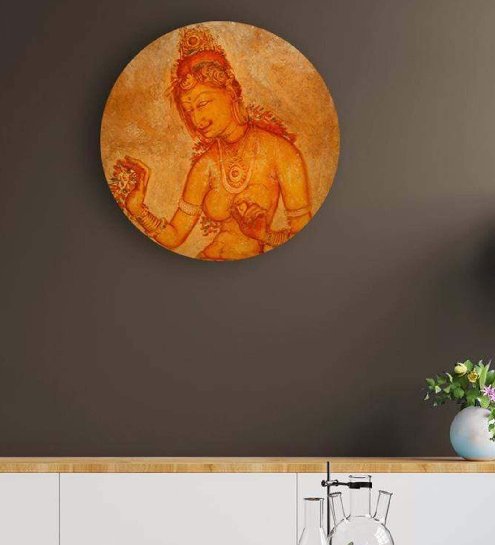 Buy Round Yellow Fresco Of Anuradhapura Canvas Art Print By The Artment ...