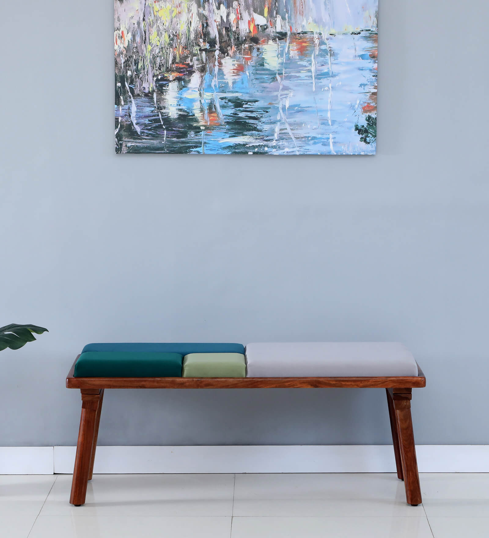 Rotava Sheesham Wood Bench In Scratch Resistant Rustic Teak Finish