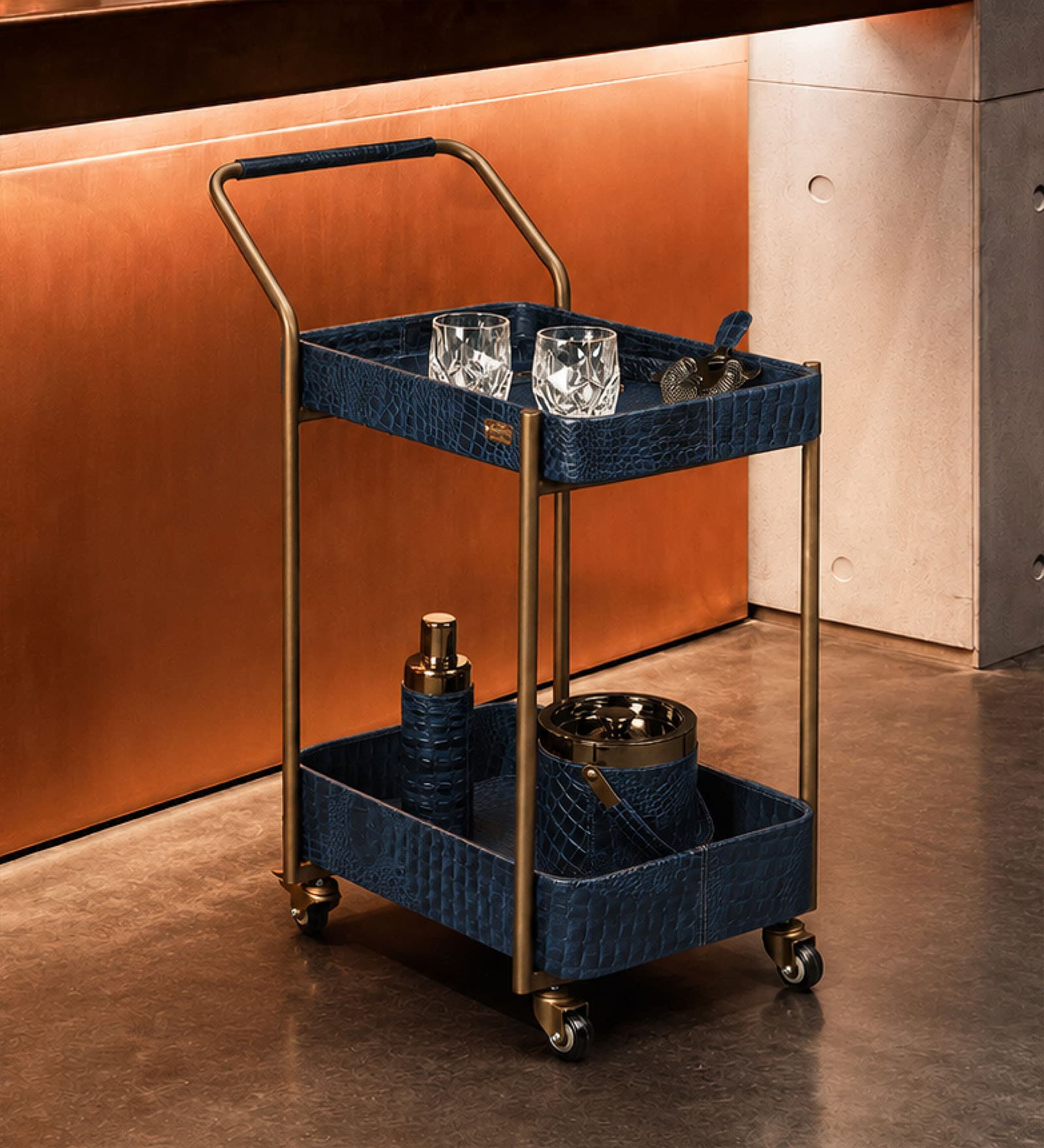 Rover Rectangular Bar Trolley In Blue Colour