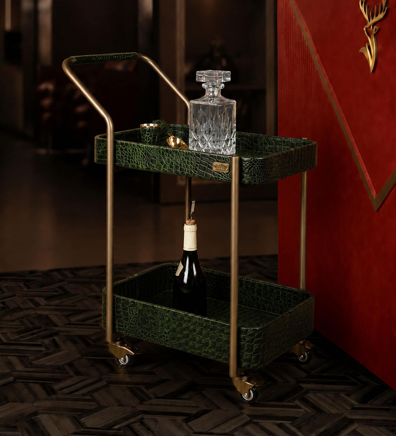 Rover Rectangular Bar Trolley In Green Colour