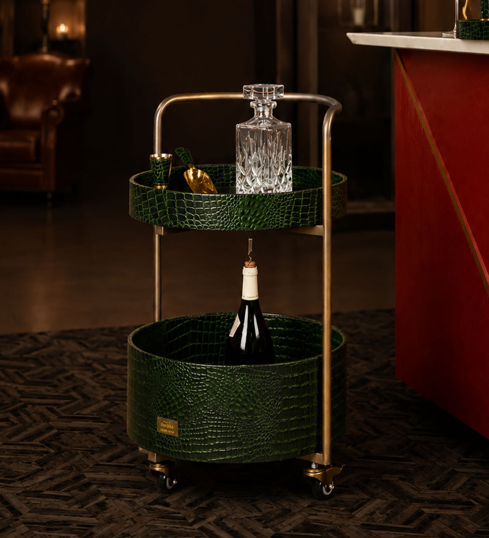 Rover Round Bar Trolley In Green Colour