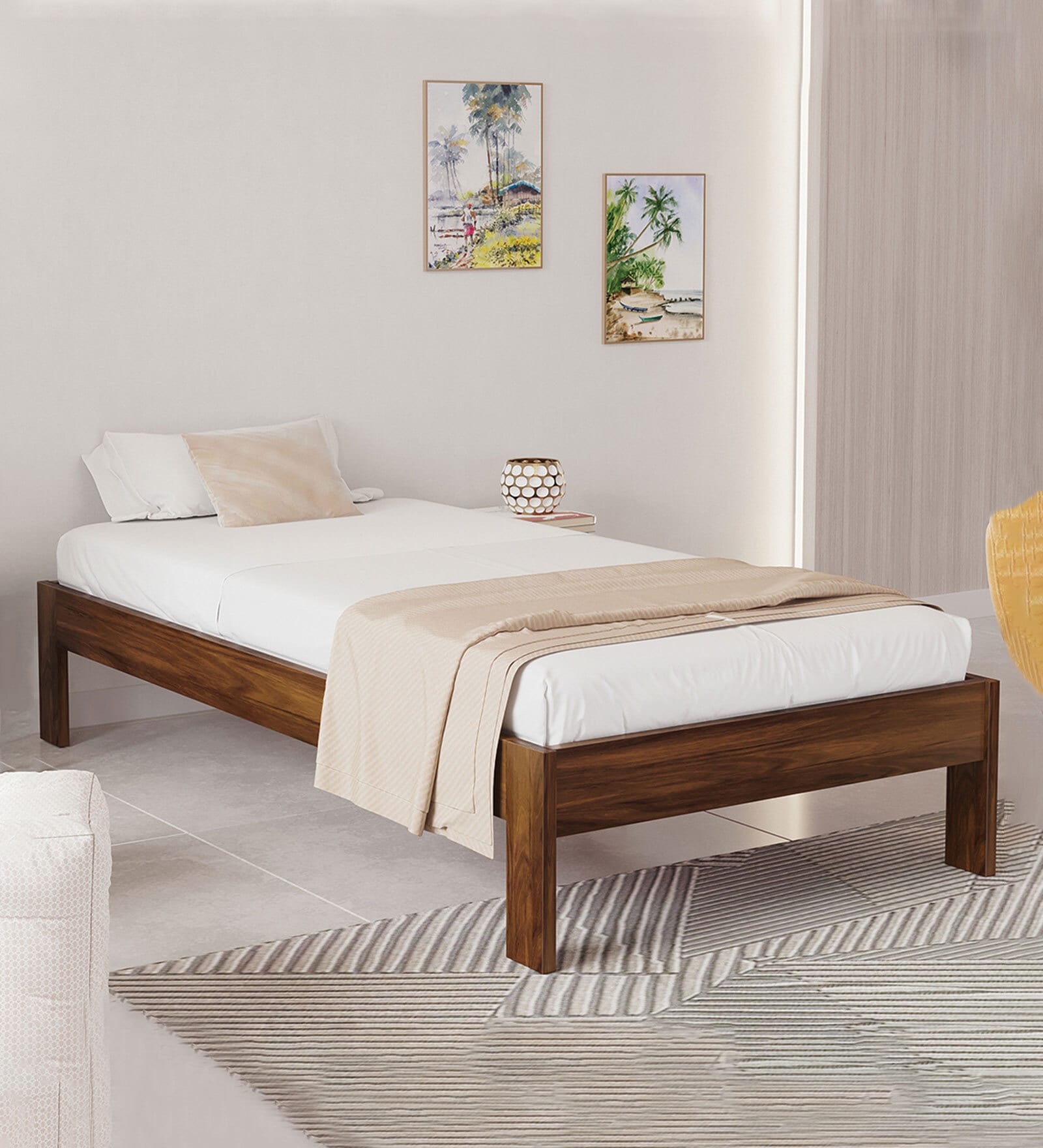 Roverb Single Size Bed In Brown Maple Colour Roverb Single Size Bed In Brown Maple Colour