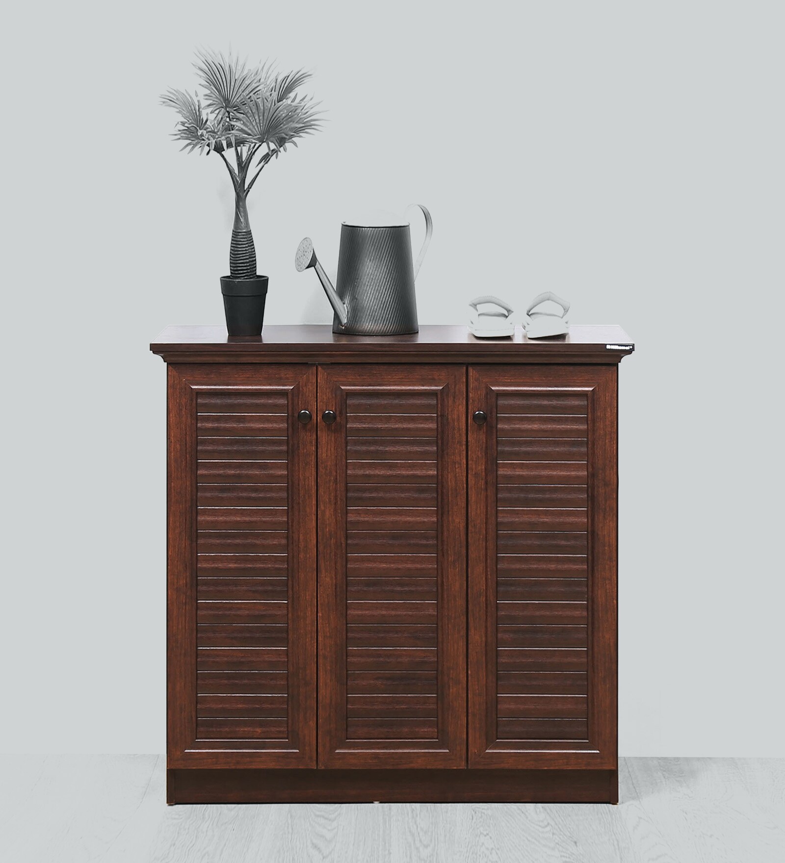 Rowan 3 Door Shoe Cabinet in Walnut Colour