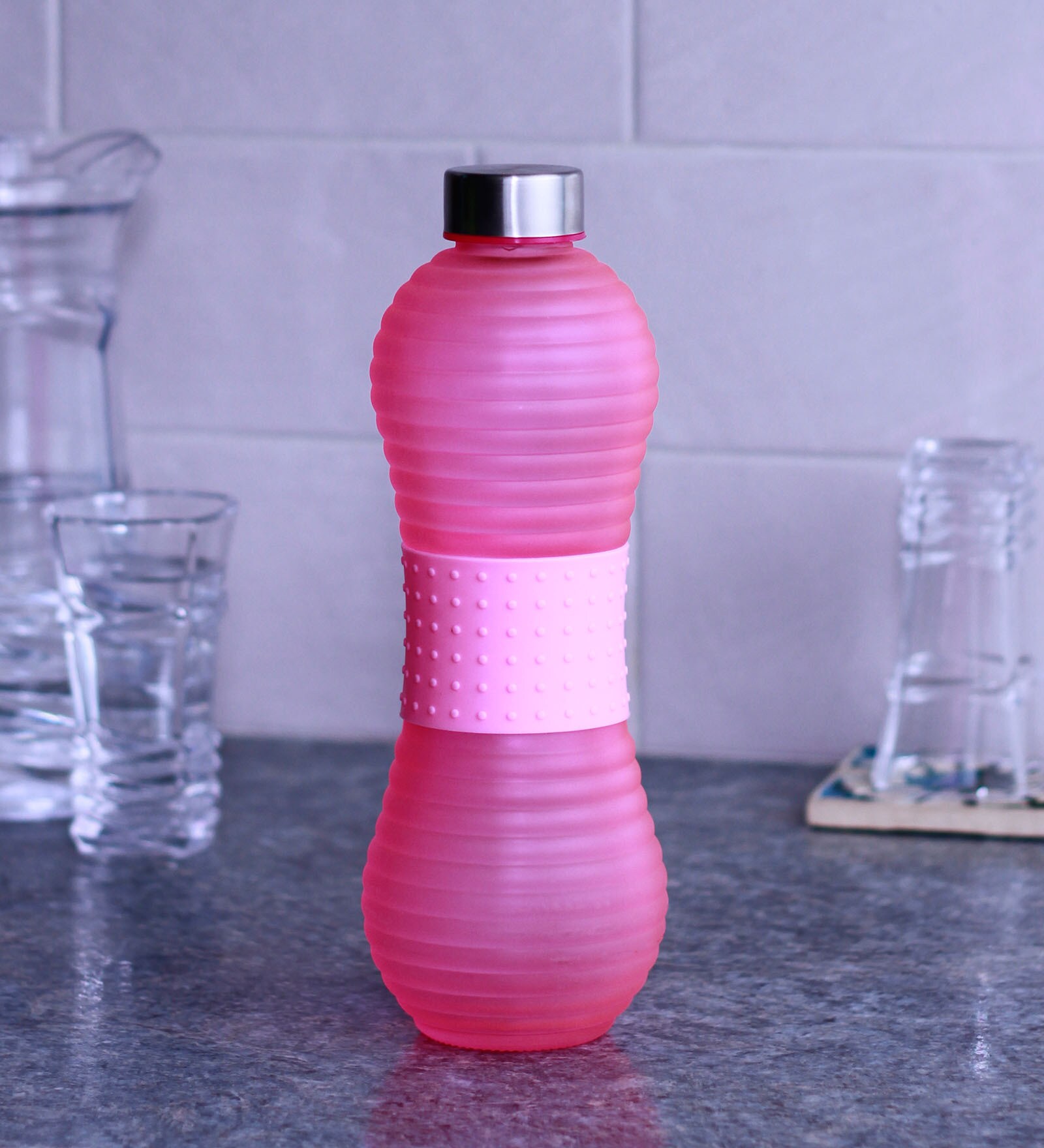 ROXX Serena Light Pink Glass Bottle, 1000 ML