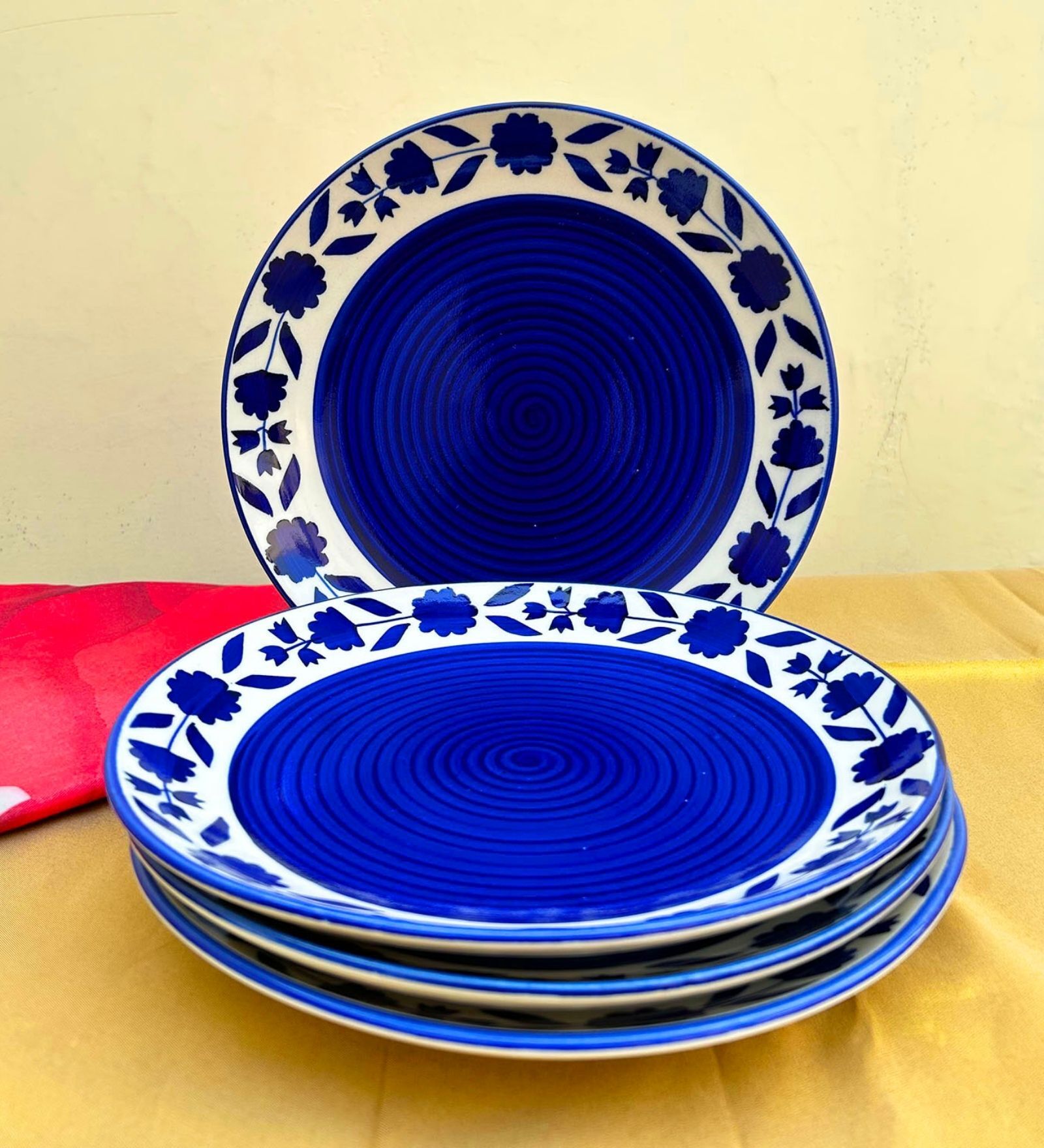 Buy Royal Blue Ceramic (Set Of 4) Quarter Plates at 36 OFF by Aarambh