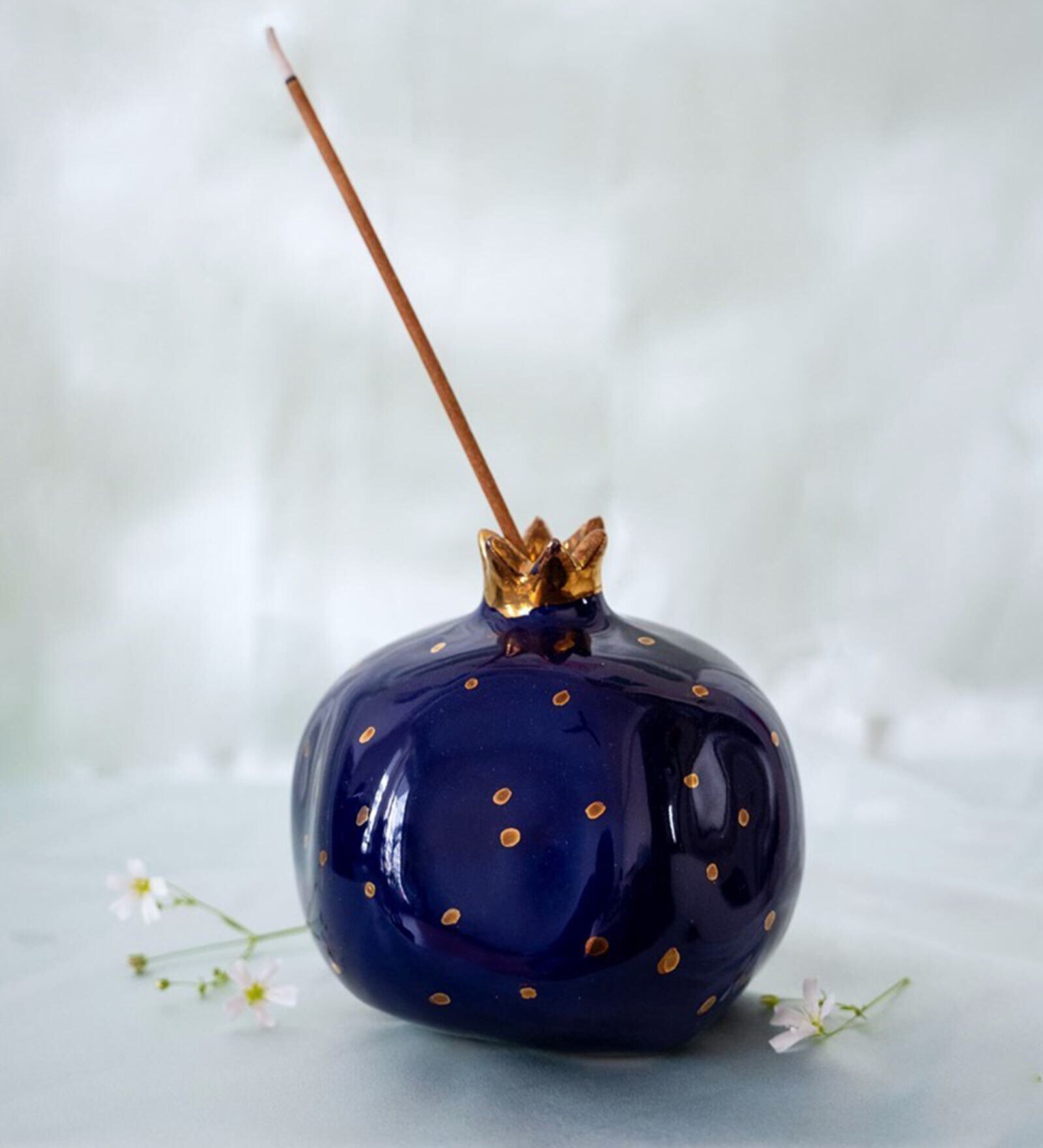 Royal Blue Ceramic Glass Table Vase