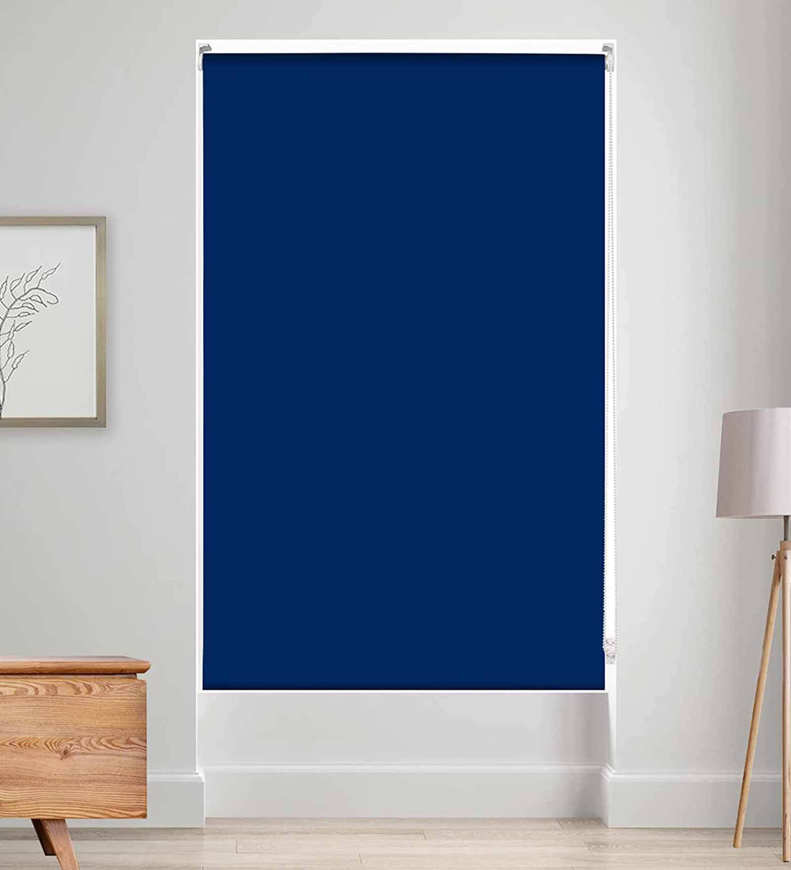 Royal Blue Polyester Solid 84 X 42 Inches Blackout Roller Blind