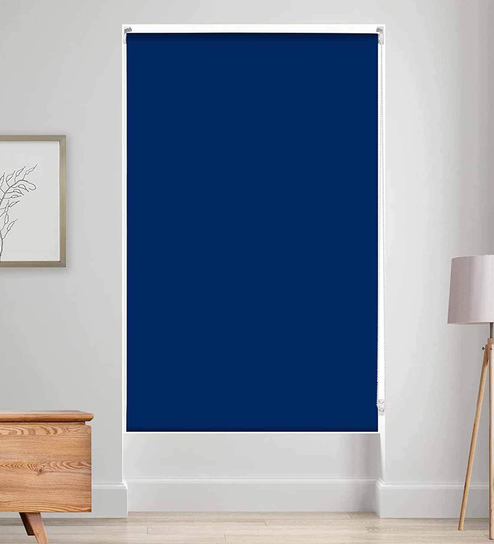 Royal Blue Polyester Solid 84 X 54 Inches Blackout Roller Blind