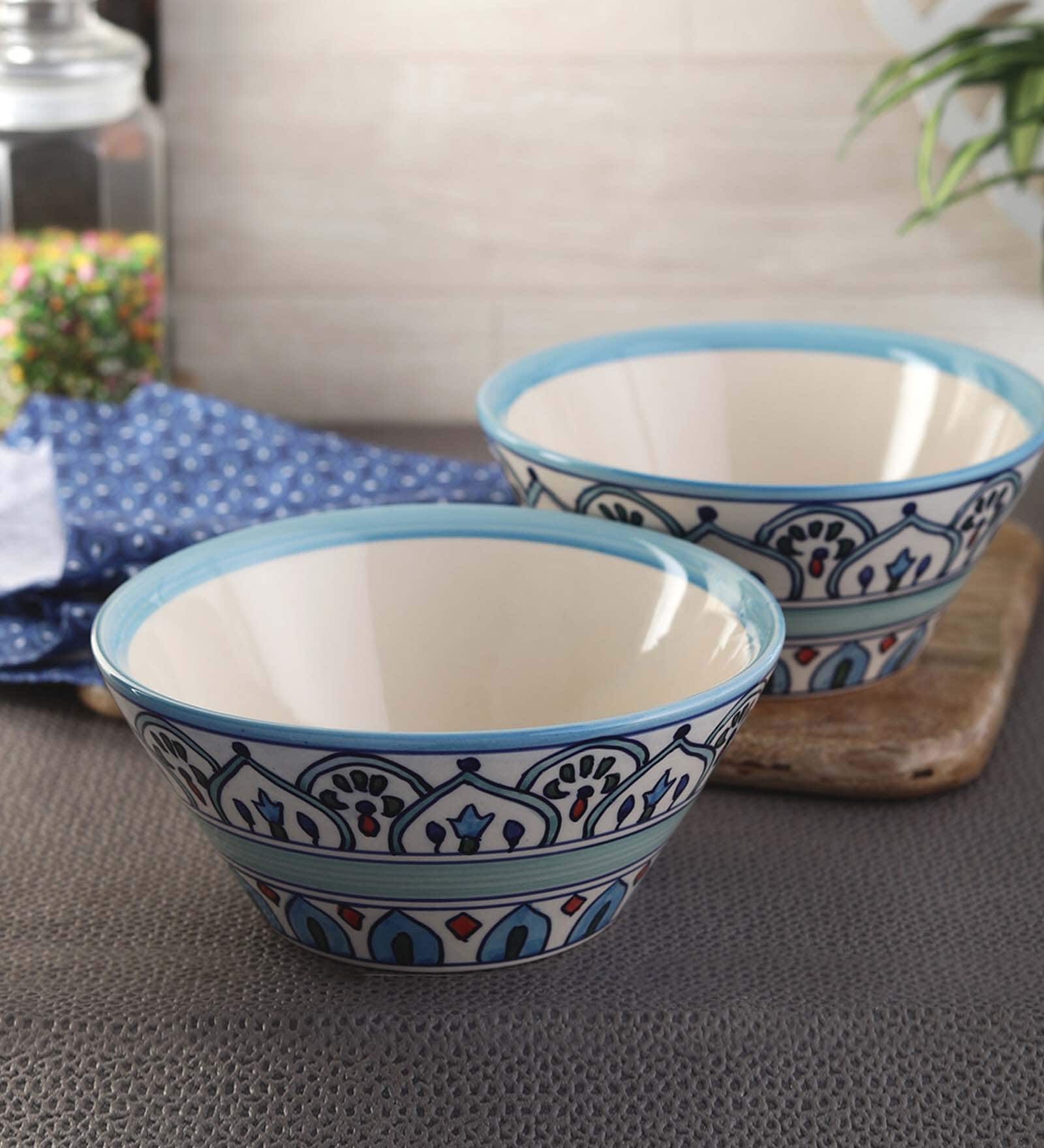 Royal Crown 1 Ltr Blue & White Ceramic (Set of 2) Serving Bowl Royal Crown 1 Ltr Blue & White Ceramic (Set of 2) Serving Bowl