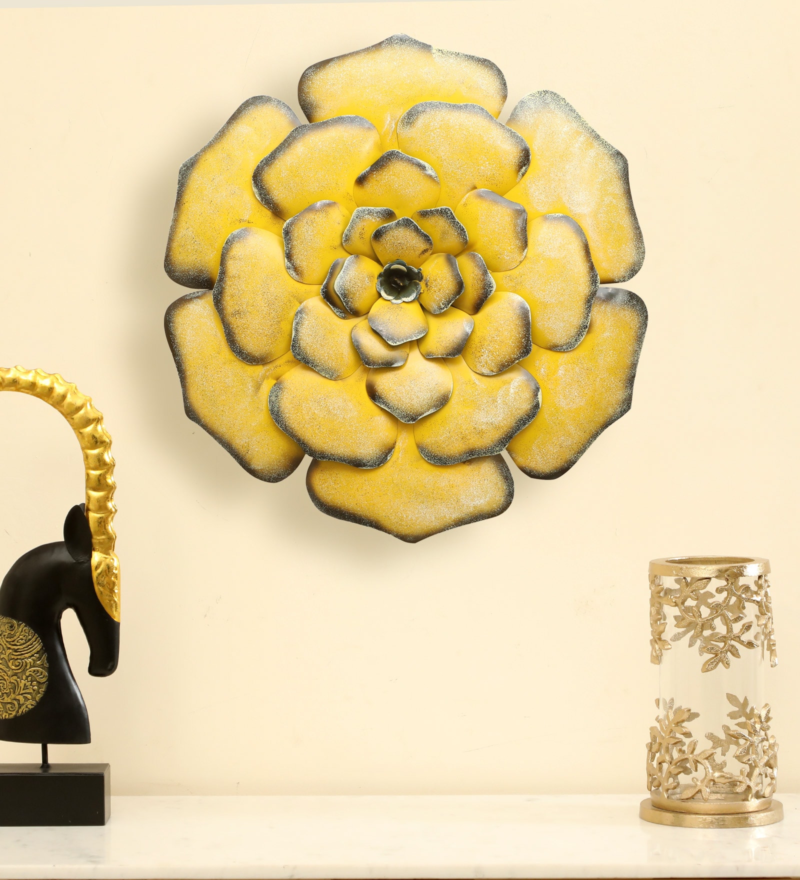 Iron Royal Flower Yellow Abstract Wall Art