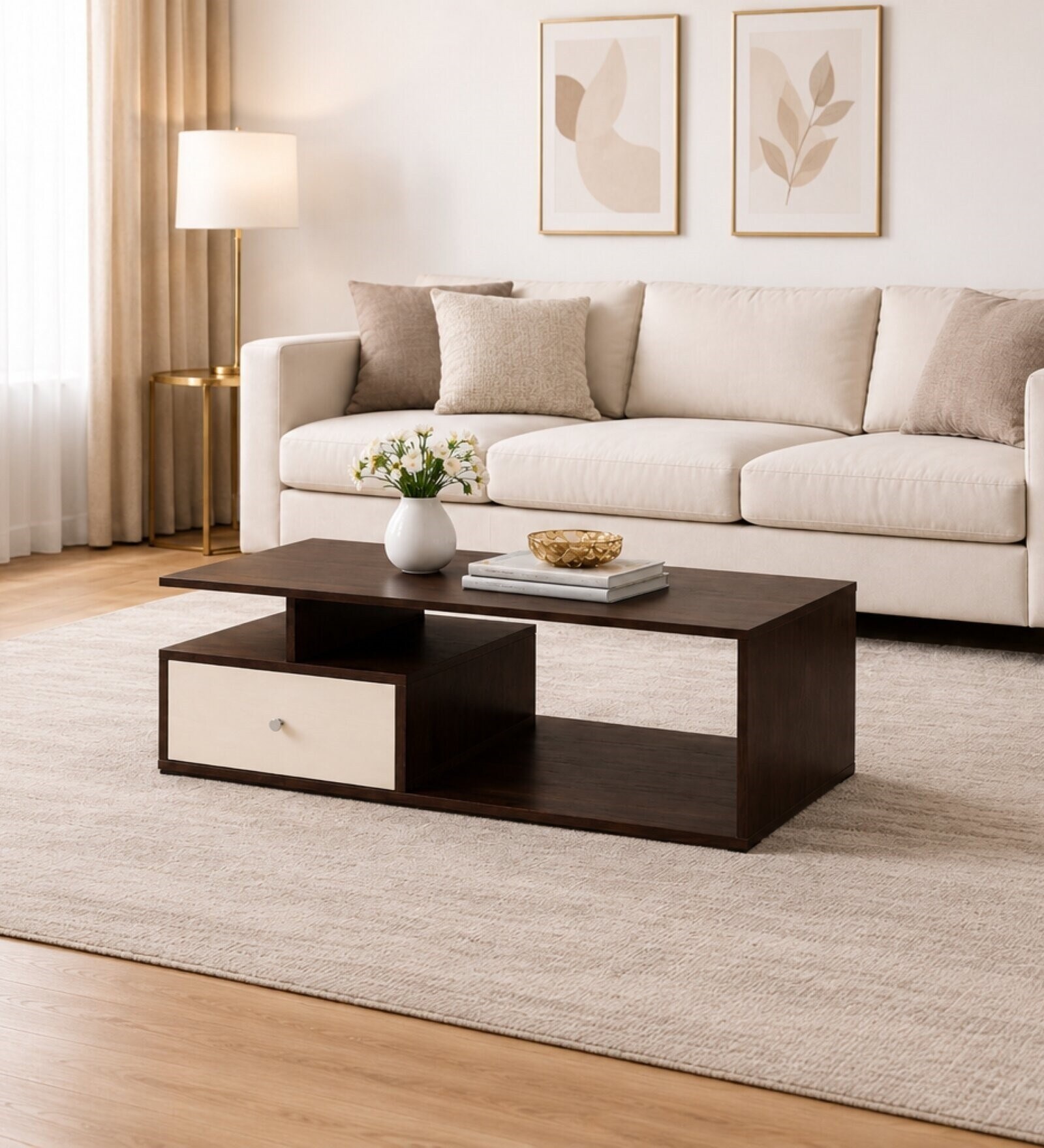 Royal Haven Grand Edition Luxury Wooden Centre Table In Flowery Wenge Finish