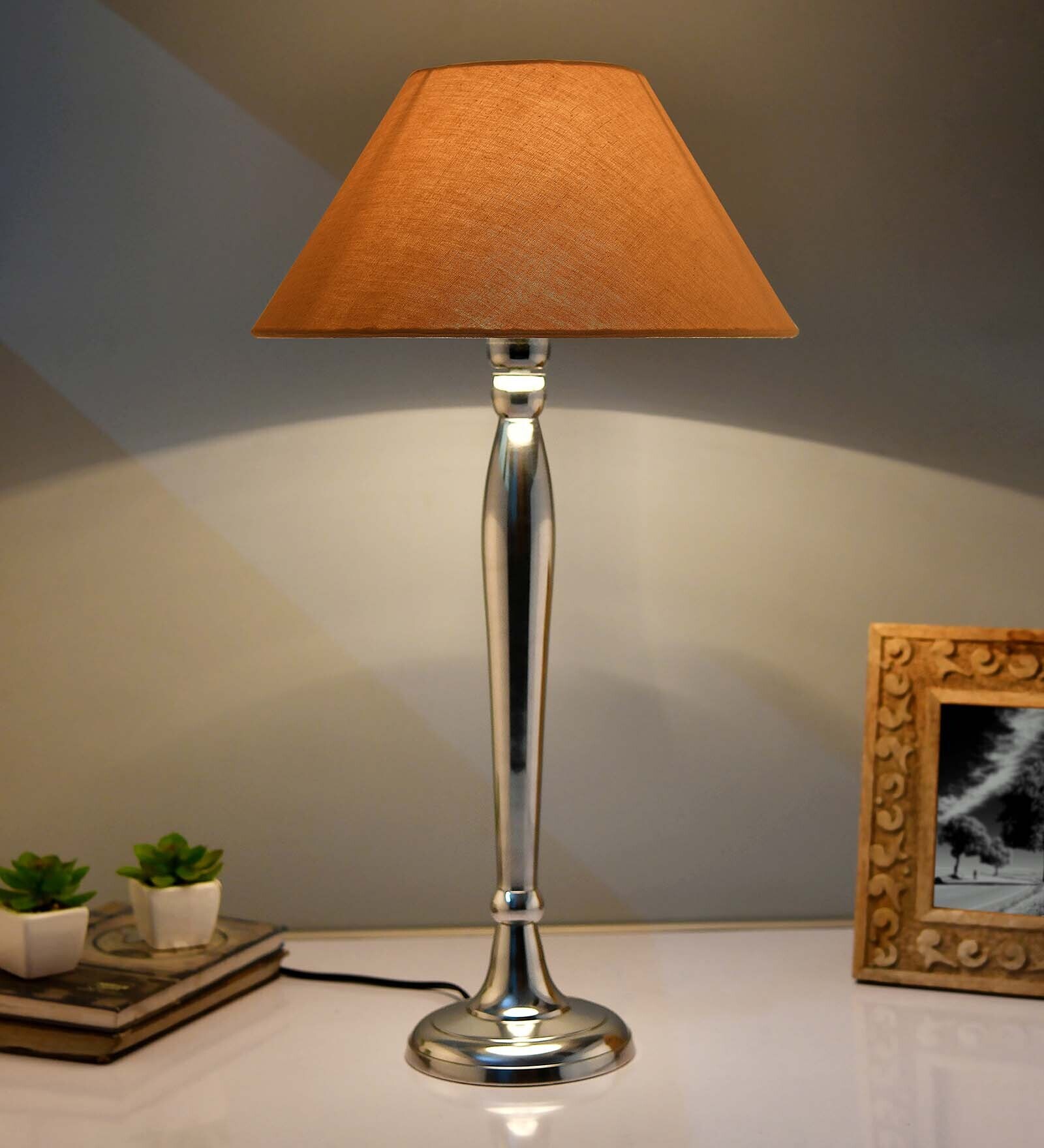 Royal Ovoid chrome lamp with Golden shade