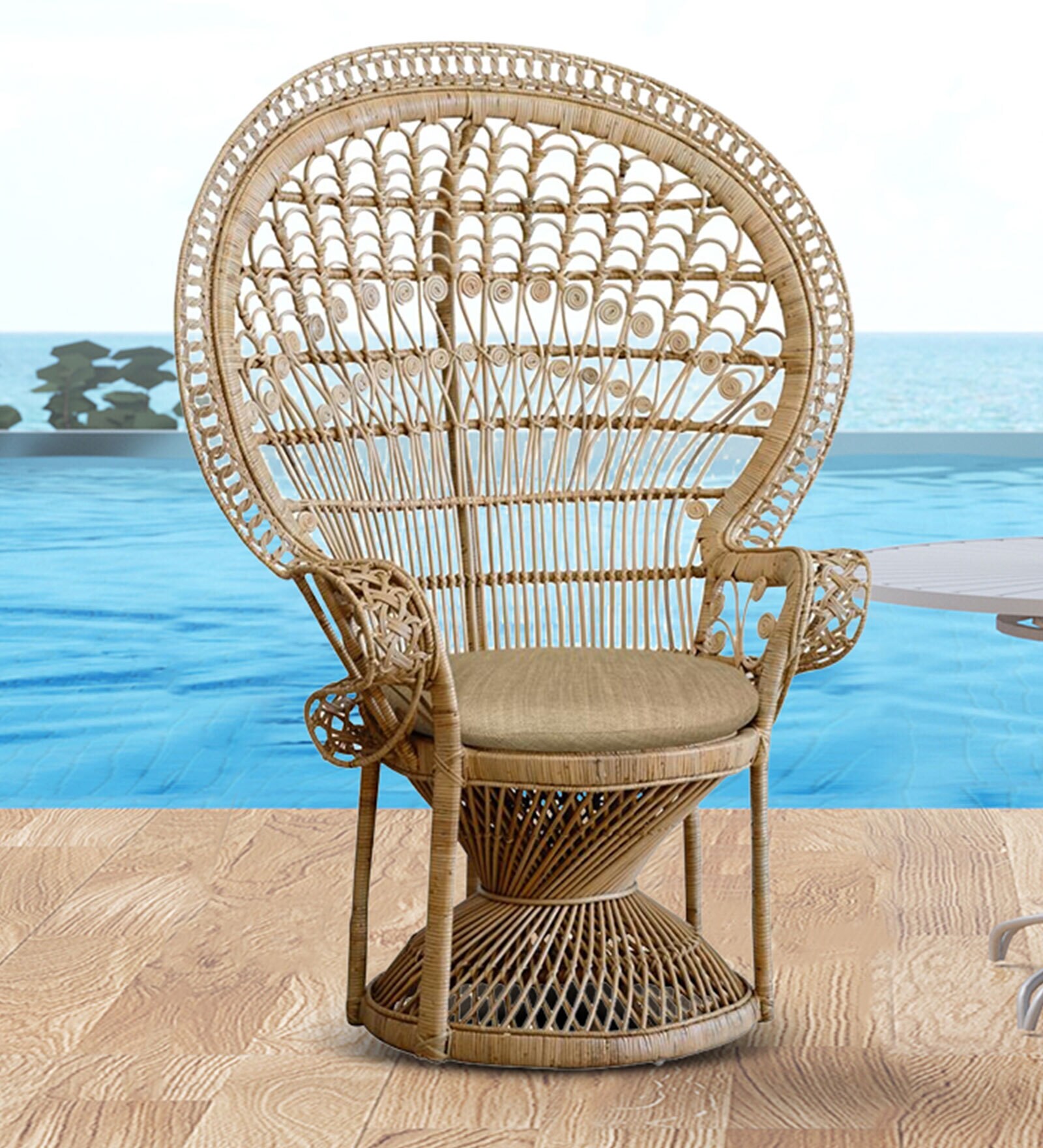 Buy Royal Wicker Arm Chair in Natural Colour at 100 OFF by IRA Pepperfry