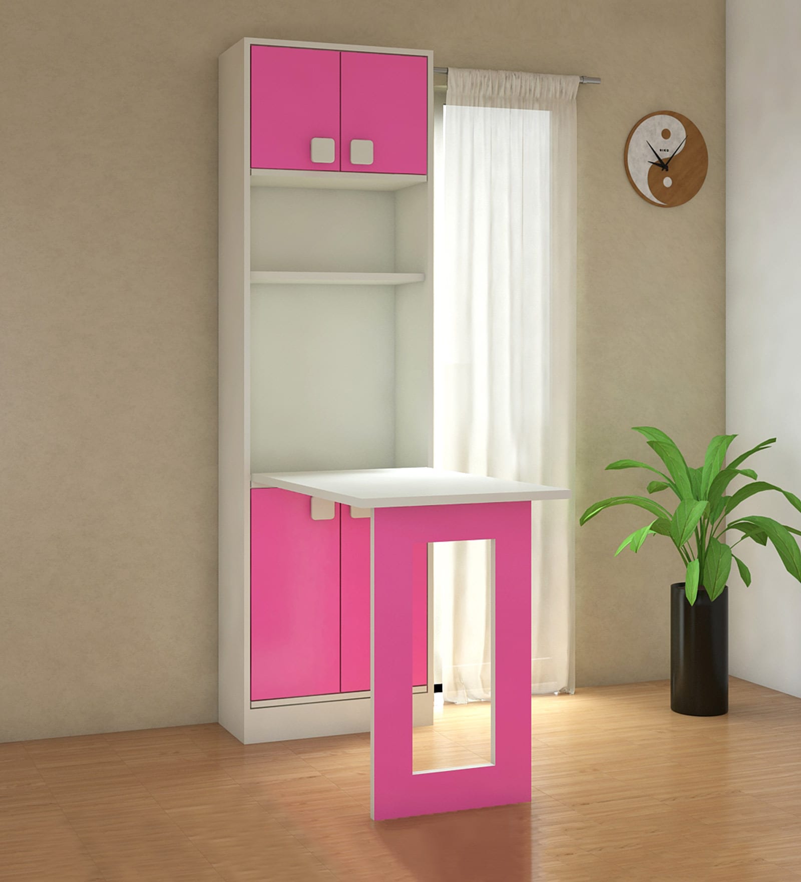 Royale Space Saving Kids Study Table in Barbie Pink Colour