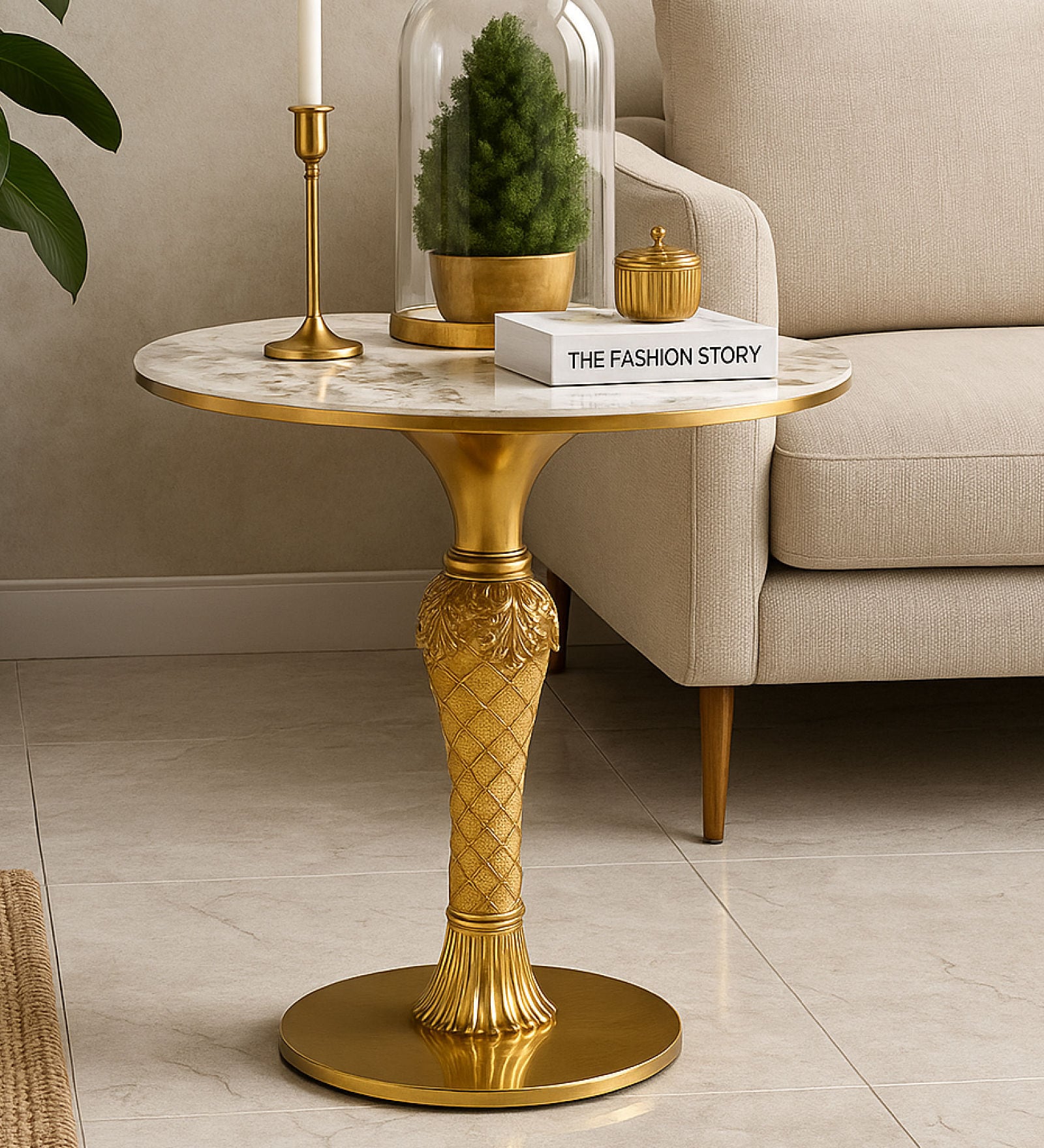 RoyalGold Marble Top Coffee Table Set in Gold Finish RoyalGold Marble Top Coffee Table Set in Gold Finish