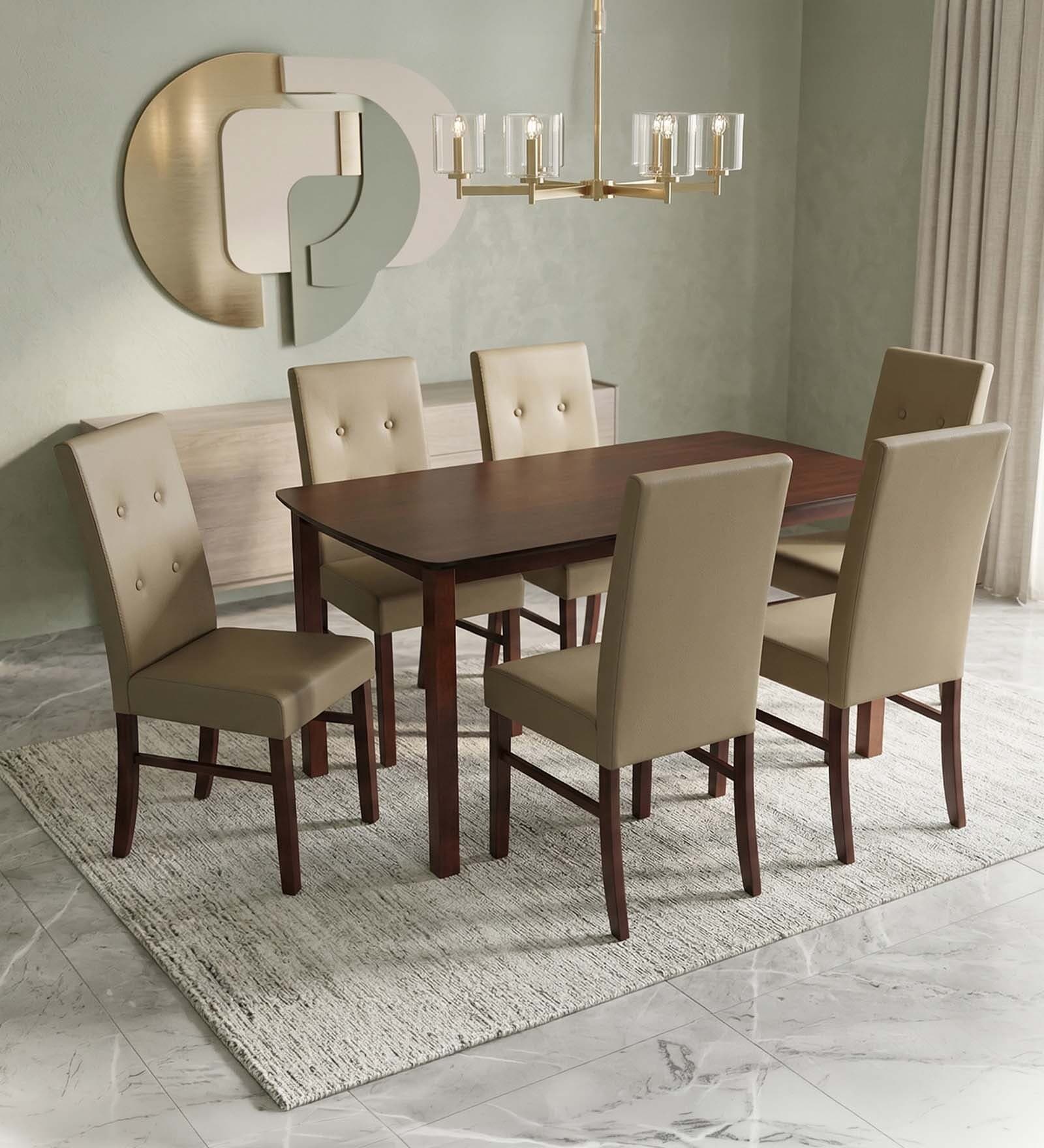 Royaloak Elite 6 Seater Dining Table Set In Sheesham Wood Finish