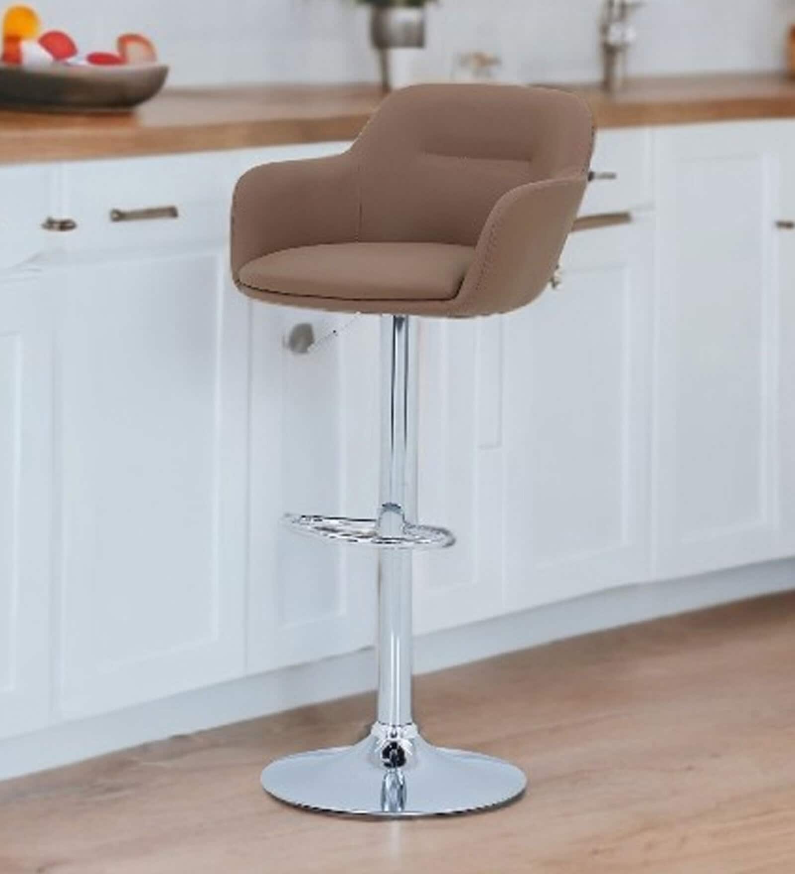 Muar Leatherette Bar Stool in Brown Colour