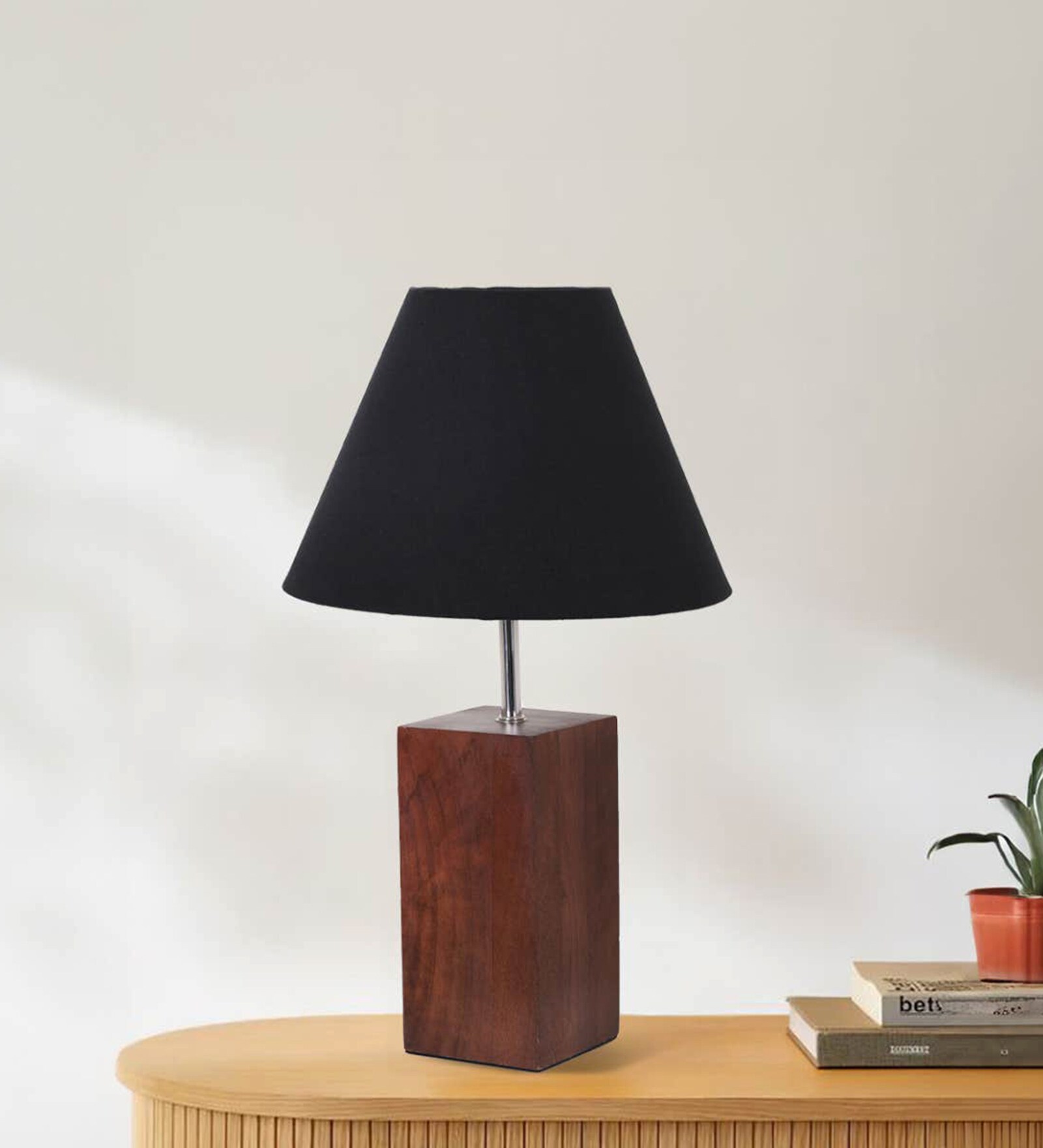 Boston American Wooden Table Lamp  Wood & Steel  Rustic Design
