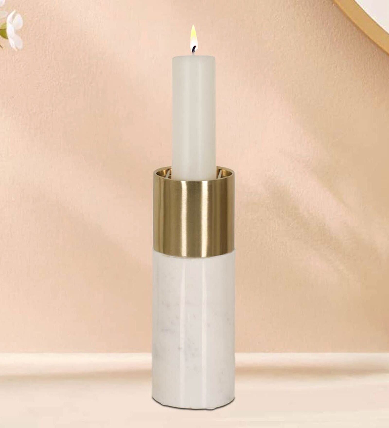 Modern Marble Candle Holder Large Designed to Hold a Pillar Candle