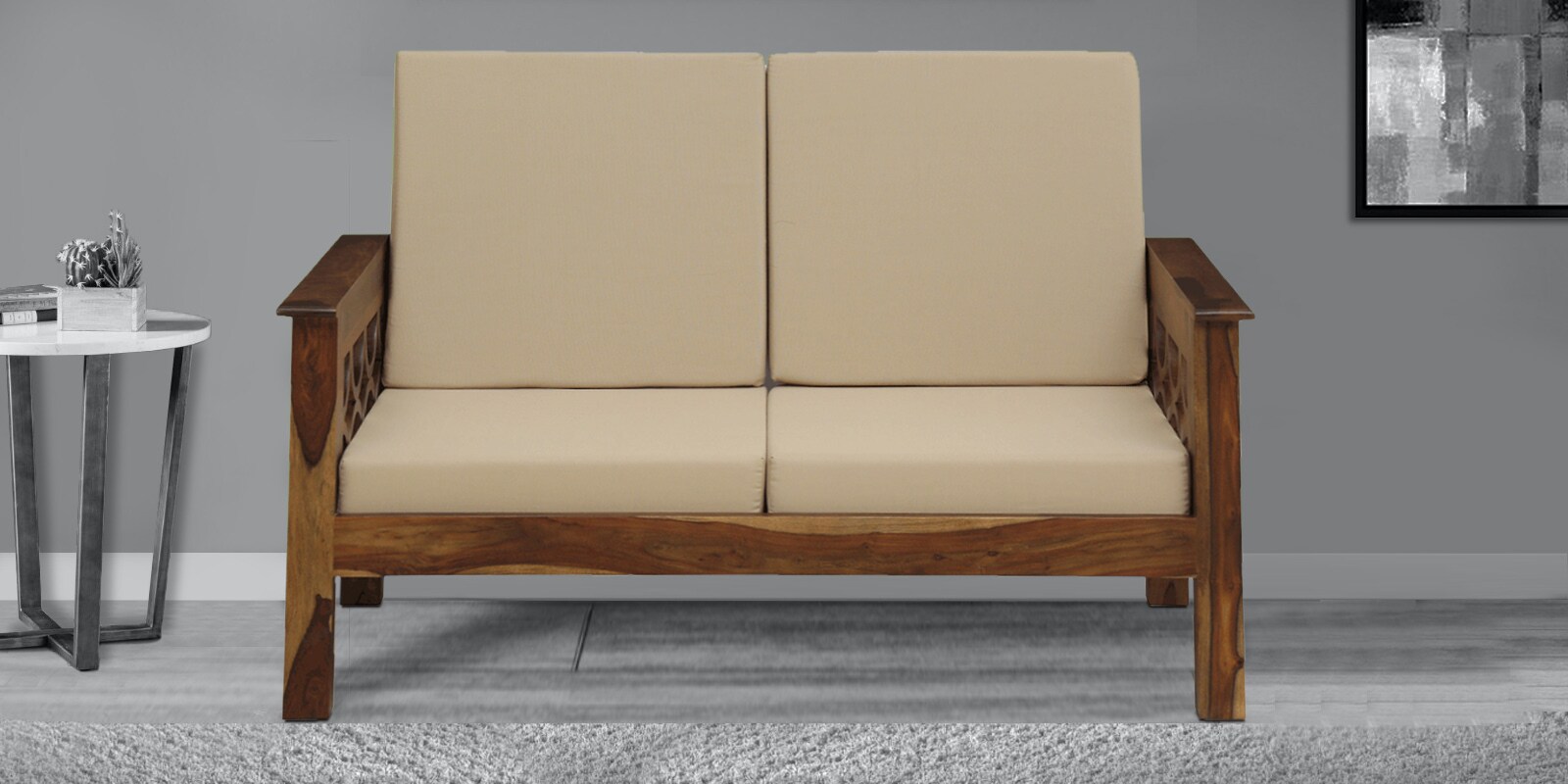Buy Roger Solid Wood 2 Seater Sofa In Provincial Teak Finish By