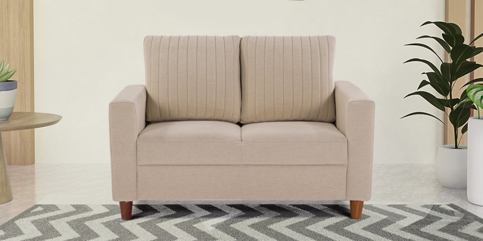 Roman Fabric 2 Seater Sofa In Neo Beige Colour Roman Fabric 2 Seater Sofa In Neo Beige Colour
