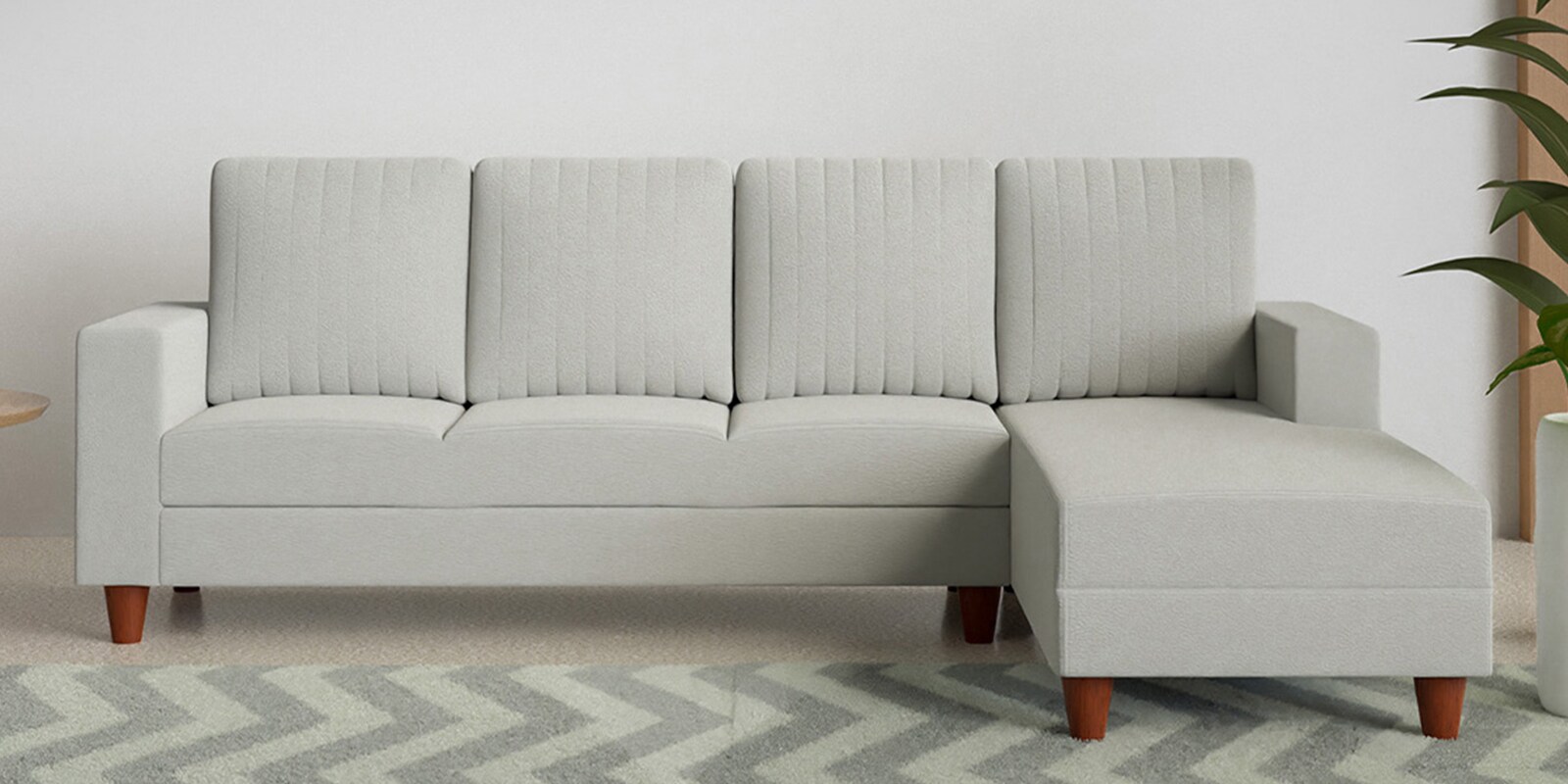 Roman Fabric LHS Sectional Sofa In Misty Grey Colour