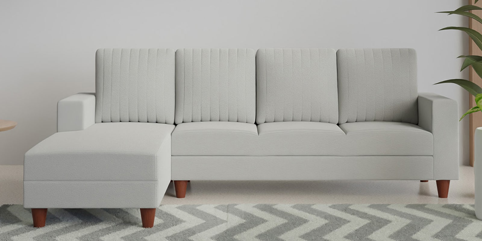 Roman Fabric RHS Sectional Sofa In Misty Grey Colour