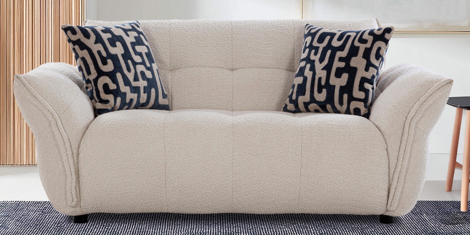 Romania Fabric 2 Seater Sofa In Frosty white Colour