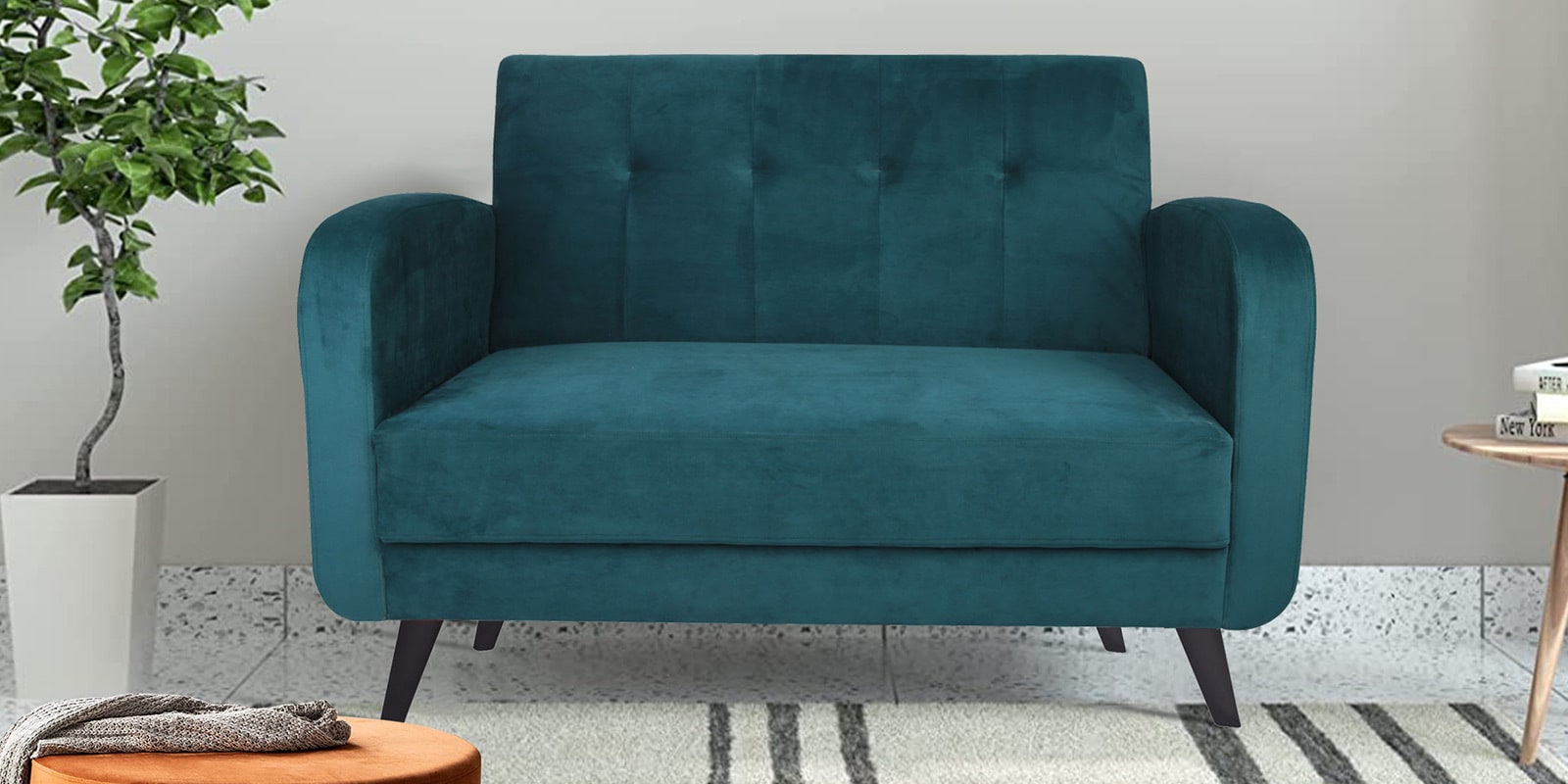 Rome Velvet 2 Seater Sofa in Green Colour